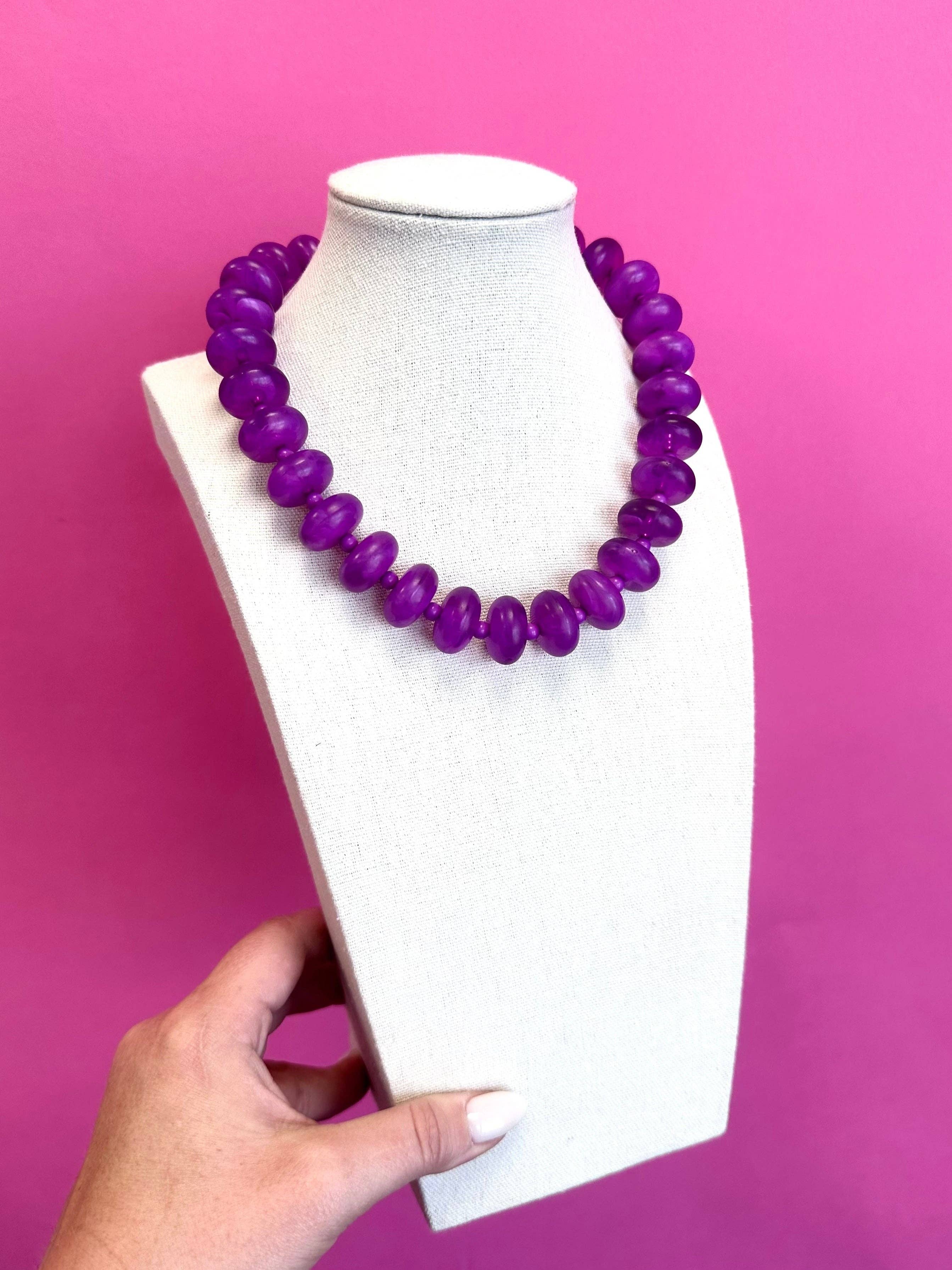 Circle Bauble Ball Necklace - Purple