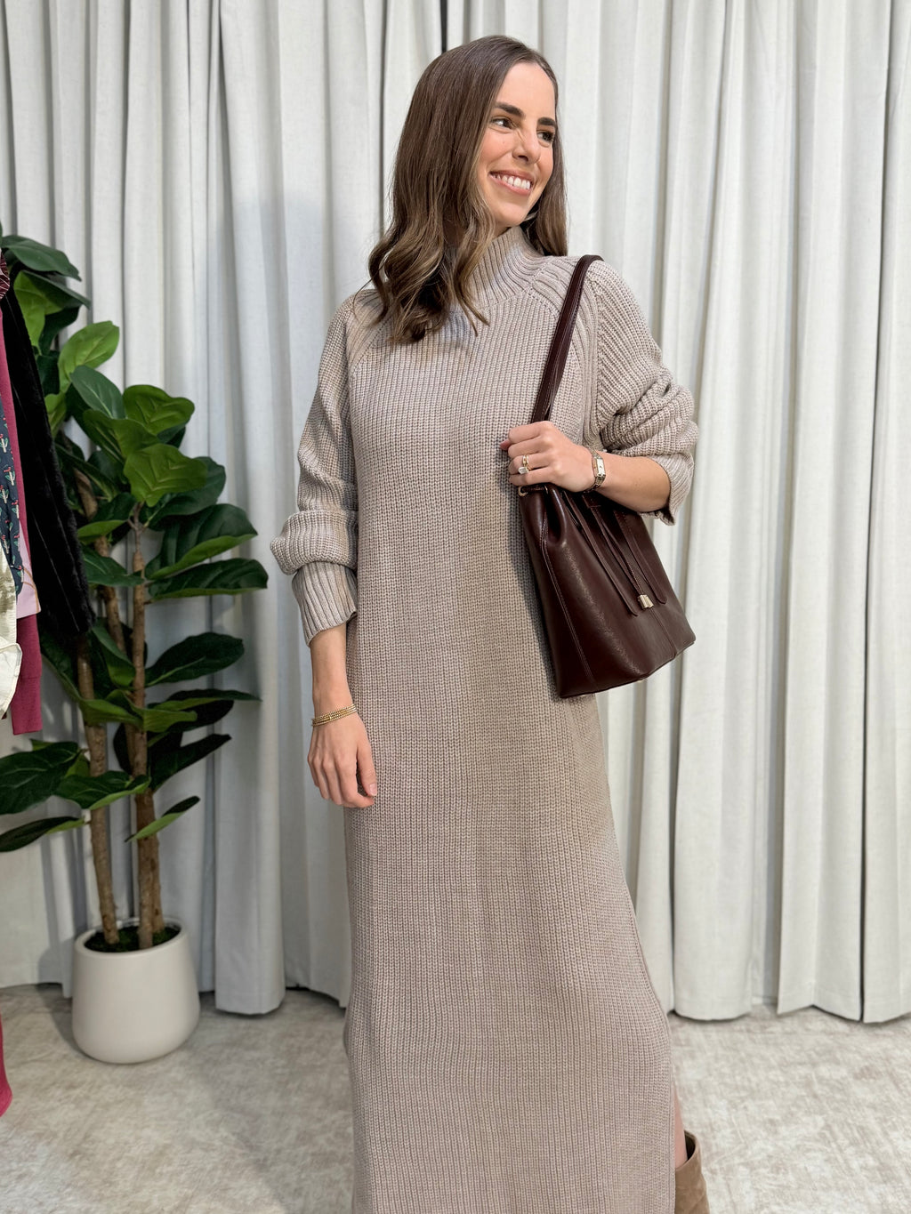 Taupe Turtleneck Maxi