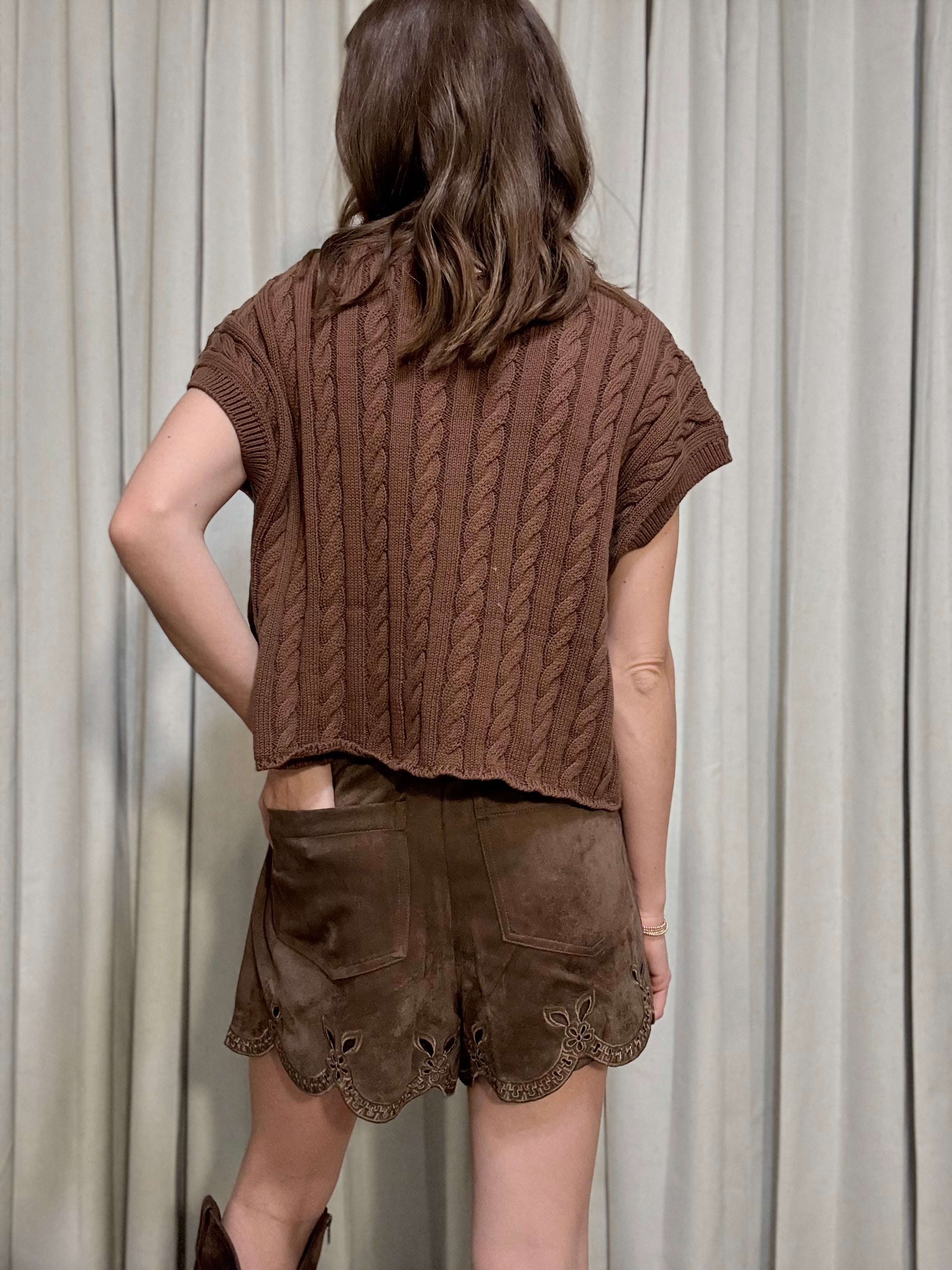 Suede Eyelet Shorts