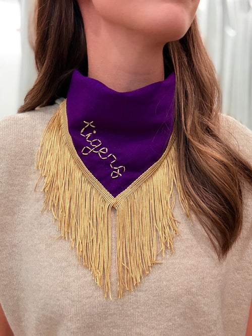 "Tigers" Fringe Bandana Scarf