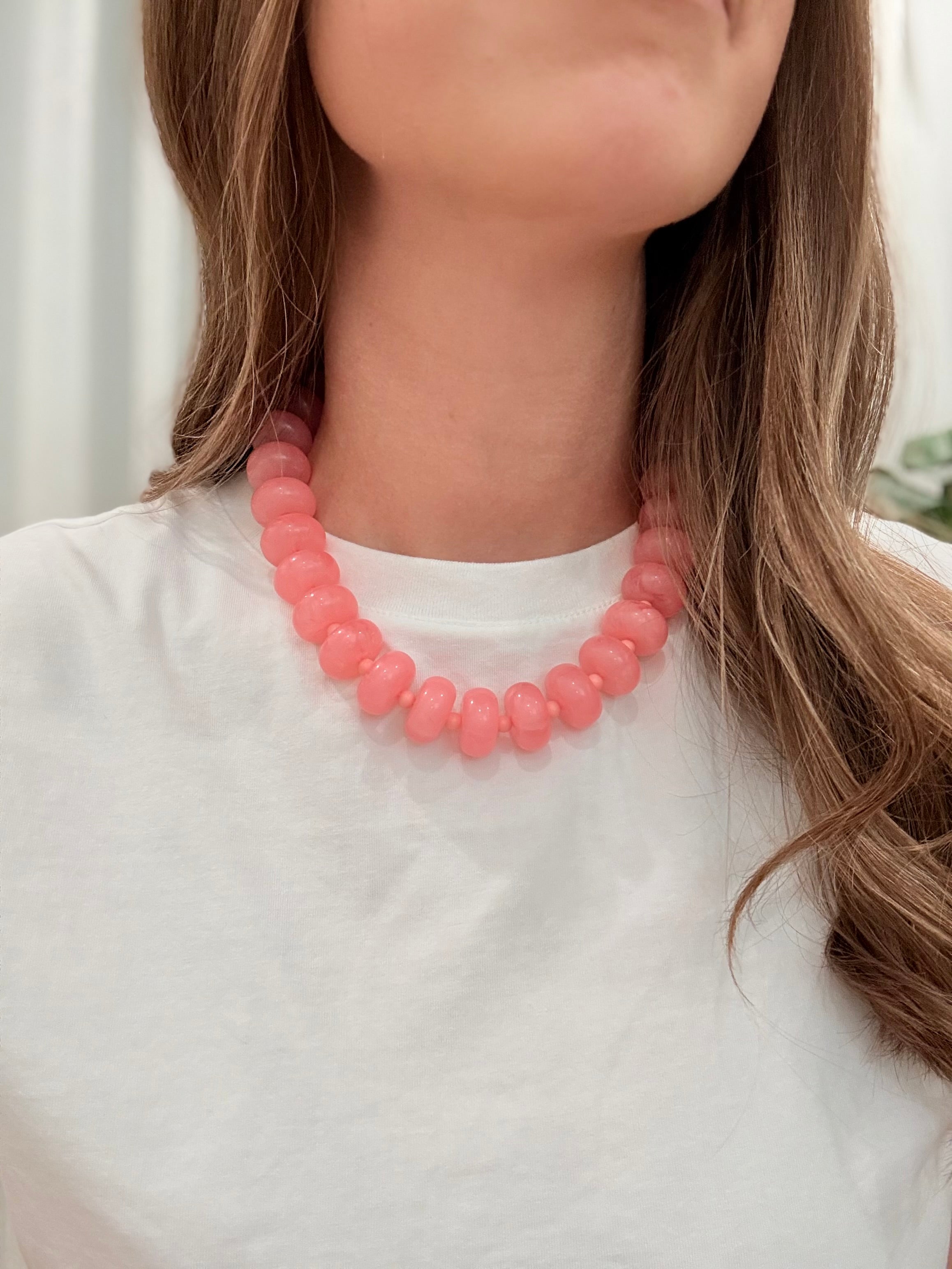 Circle Bauble Ball Necklace - Pink