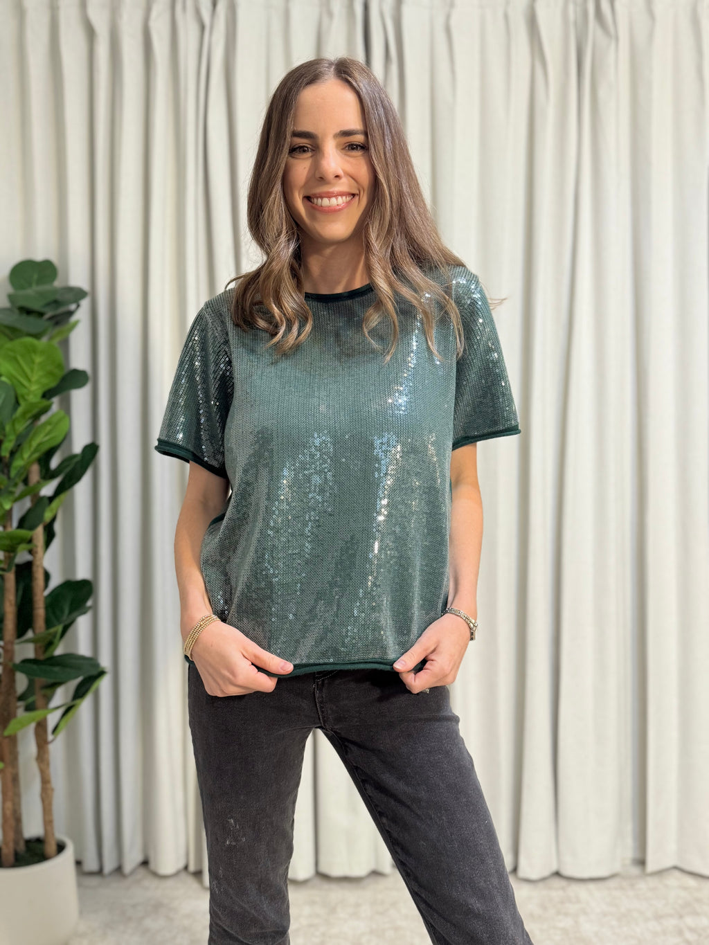 Sequin Green Top