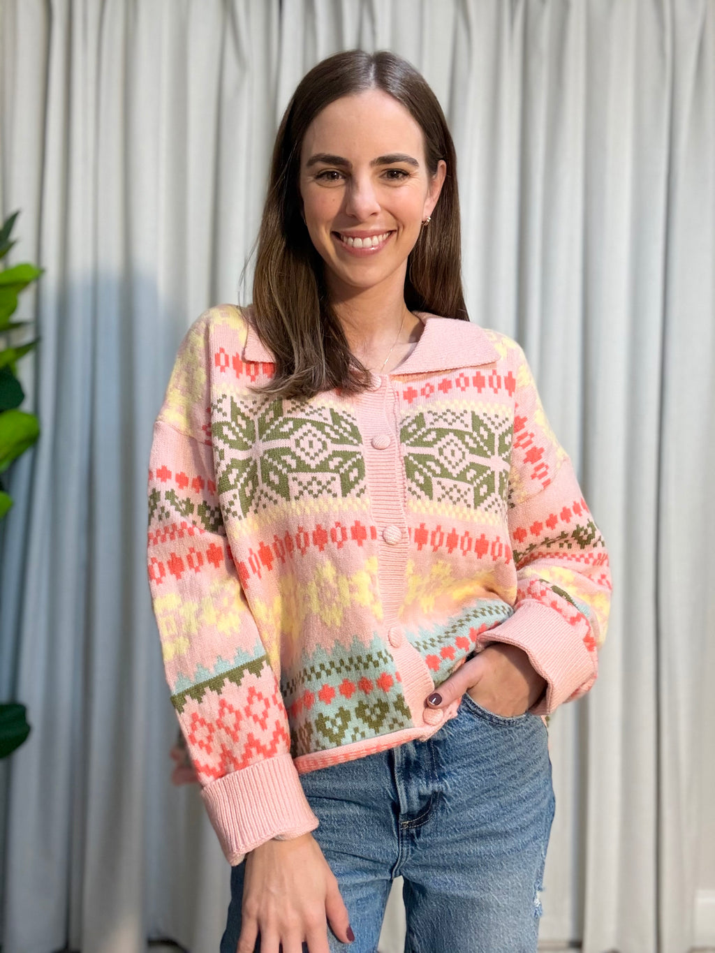 Printed Sweater Cardigan