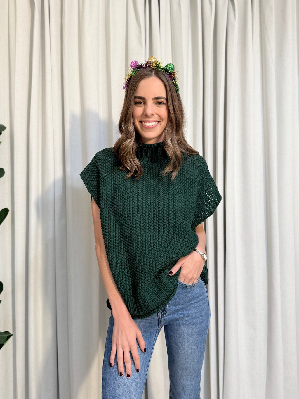 Green Mock Neck
