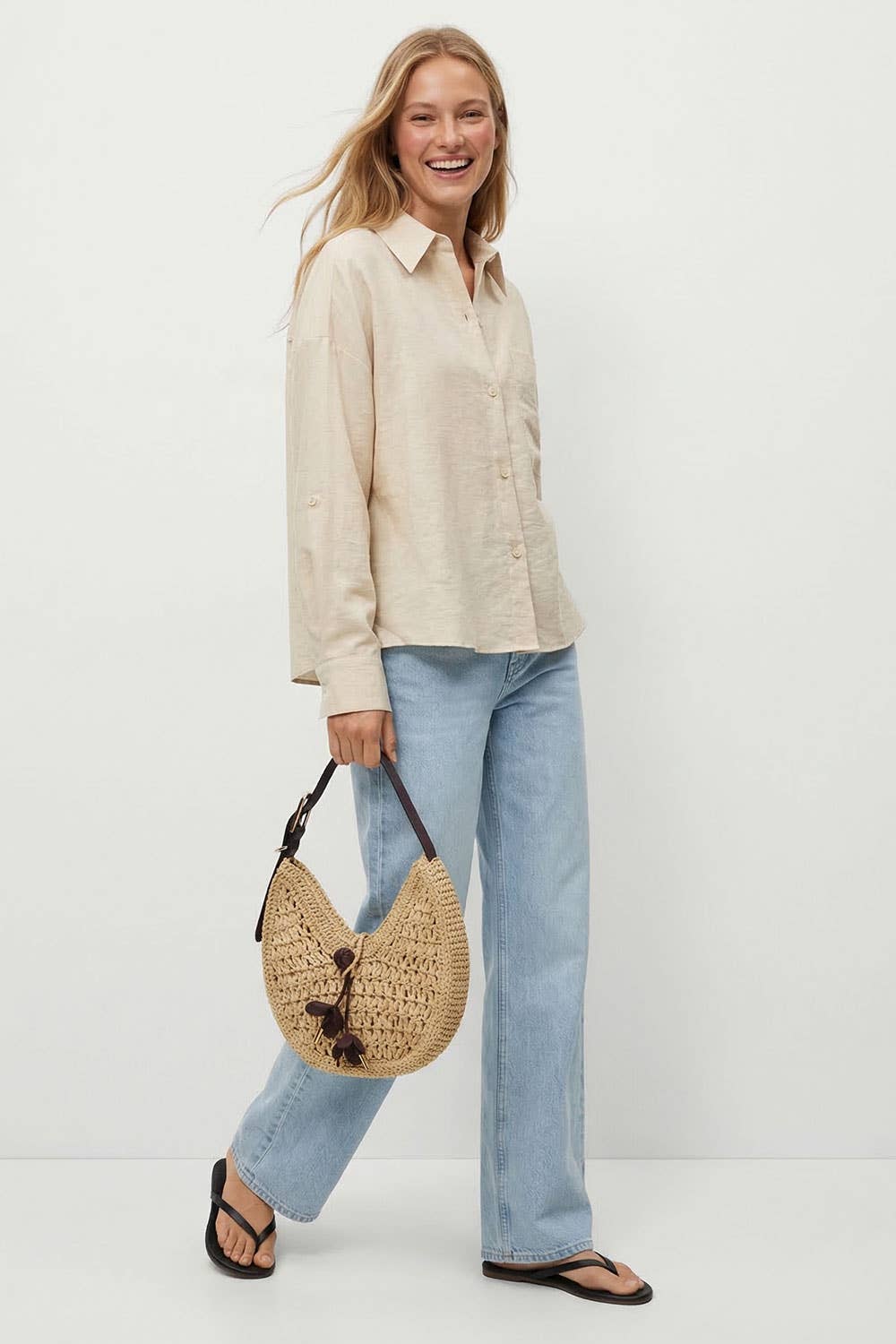 Linen Rolled Sleeve Shirt