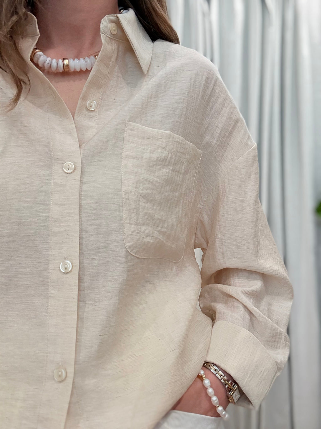 Linen Rolled Sleeve Shirt