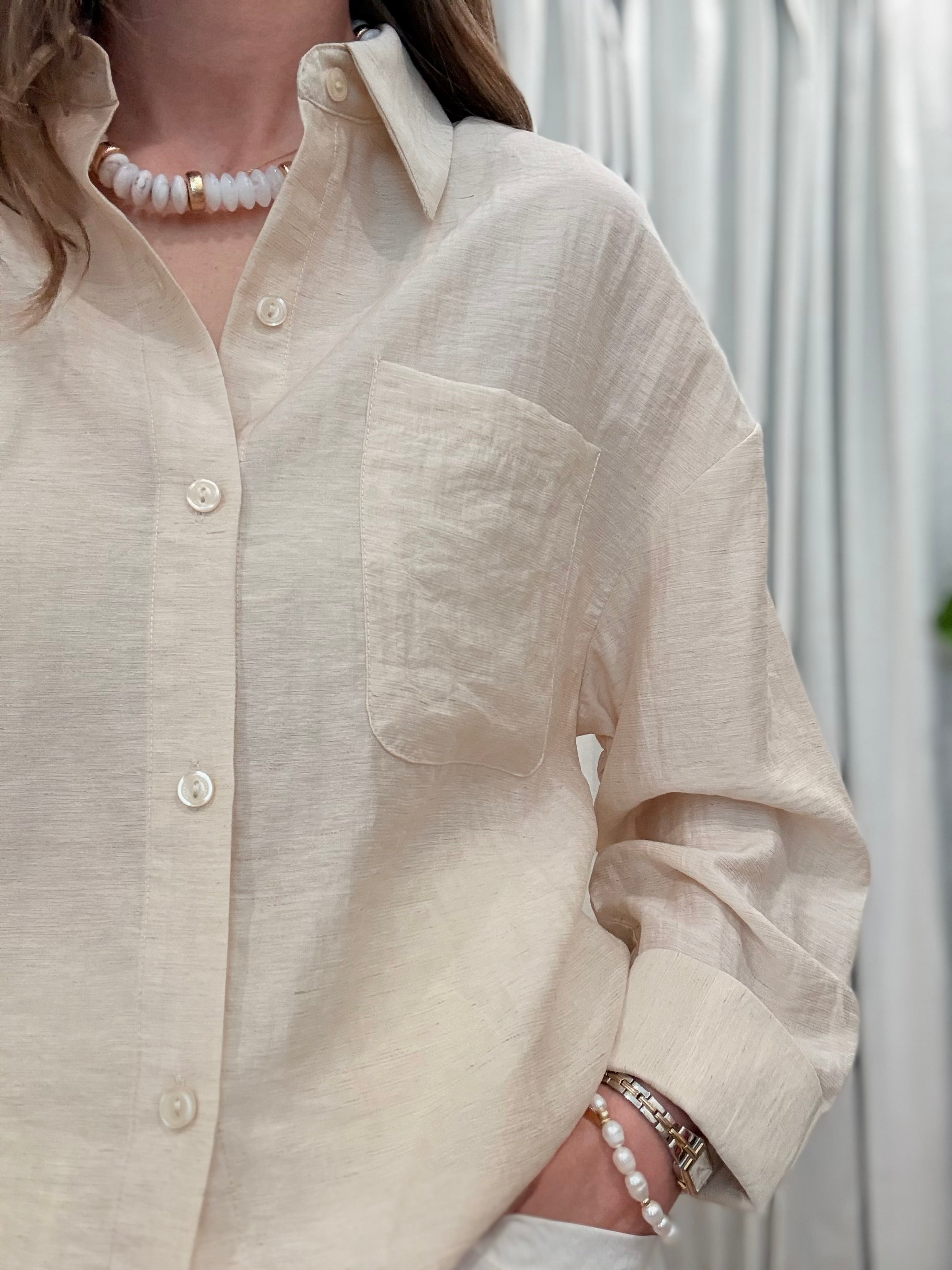 Linen Rolled Sleeve Shirt