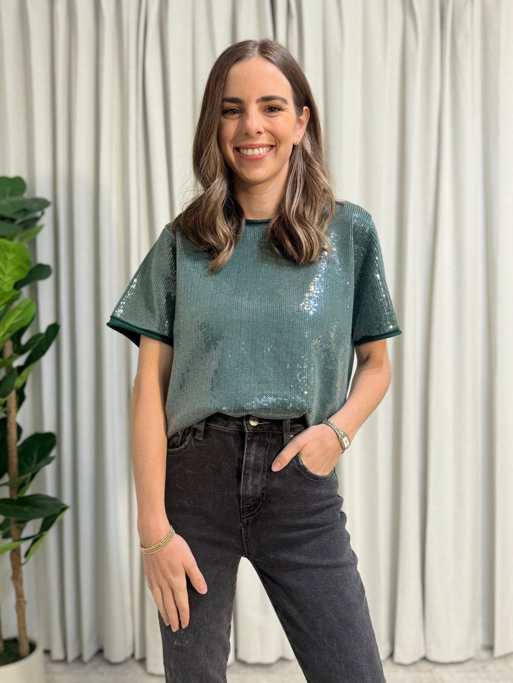 Sequin Green Top