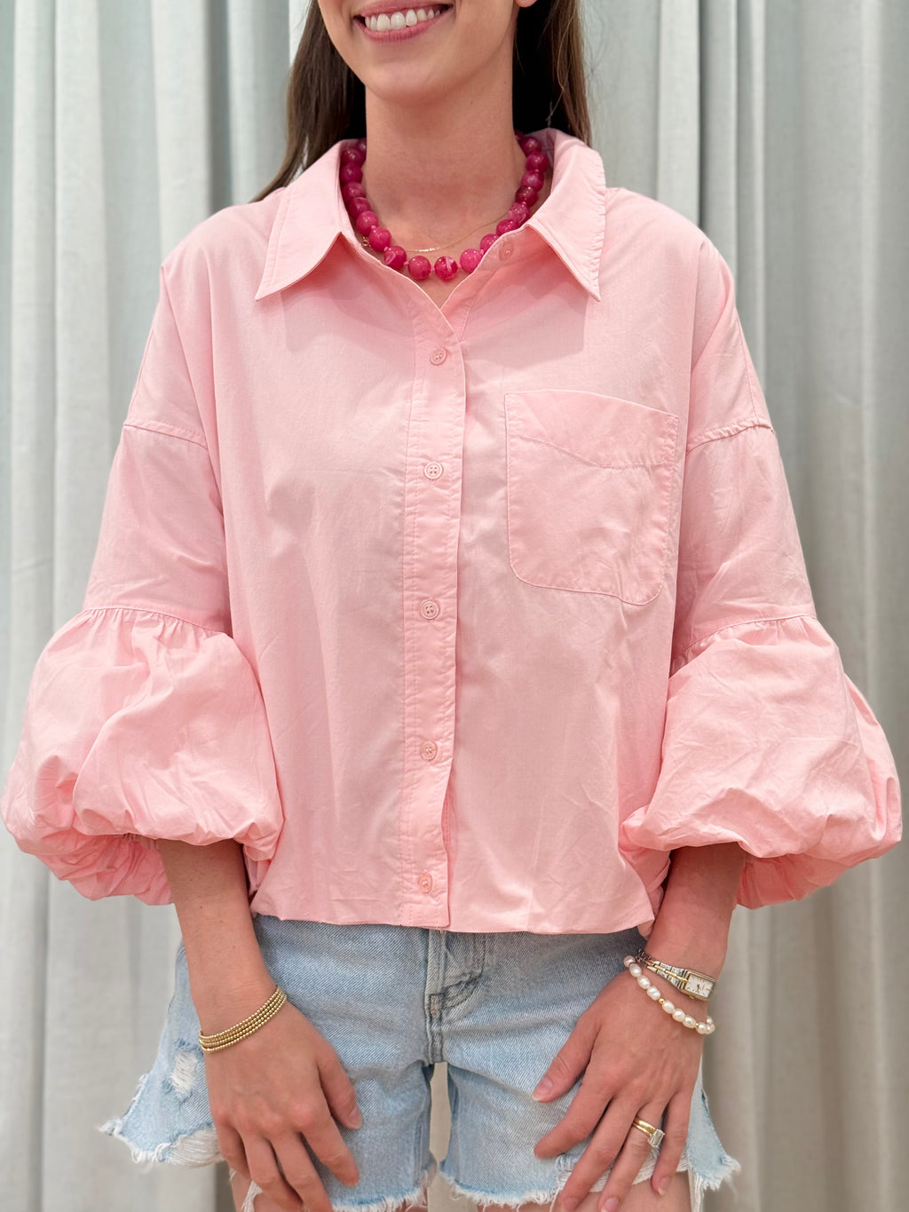 Bubble Hem Top Blush