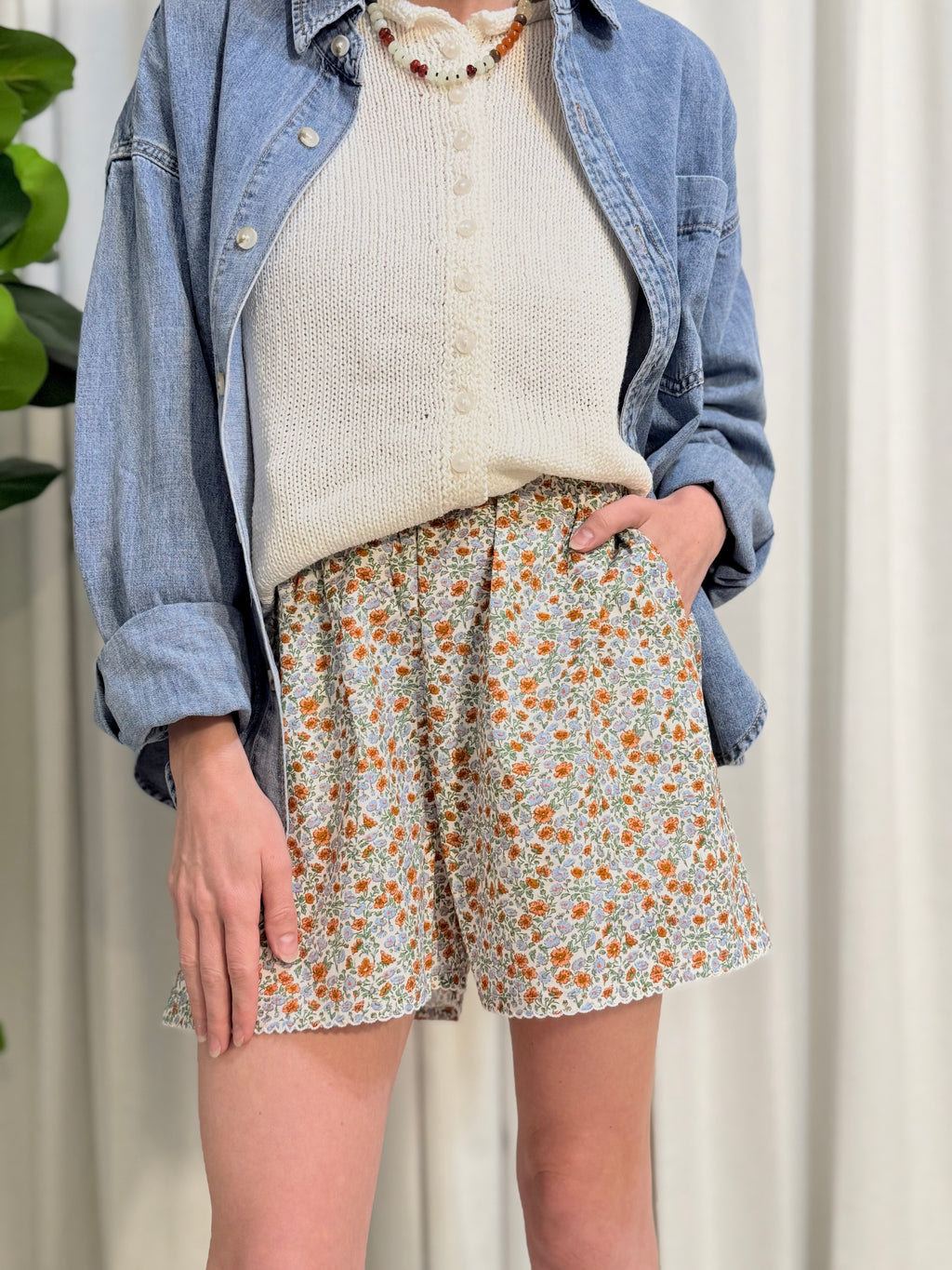 Floral Trim Shorts