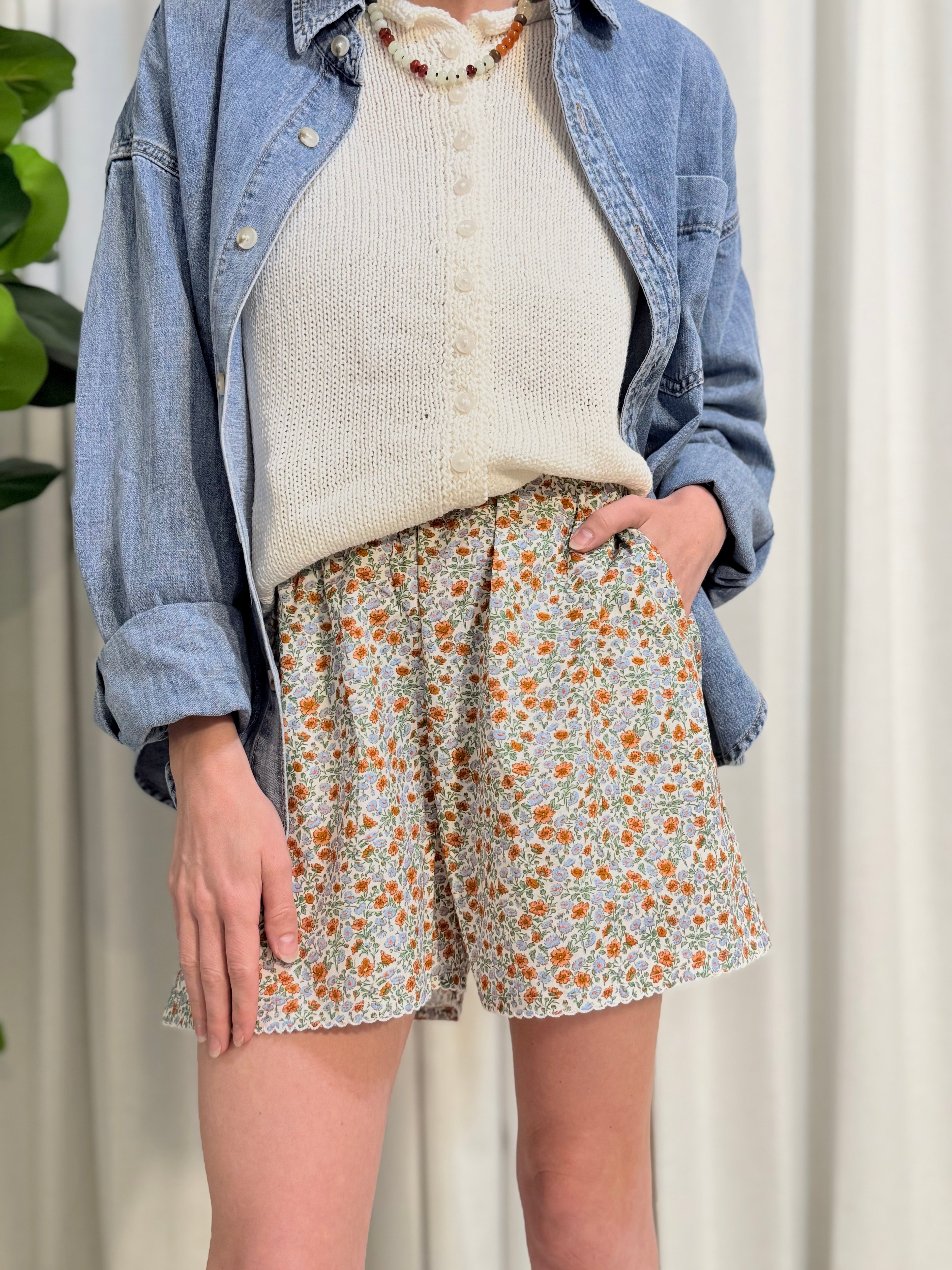 Floral Trim Shorts