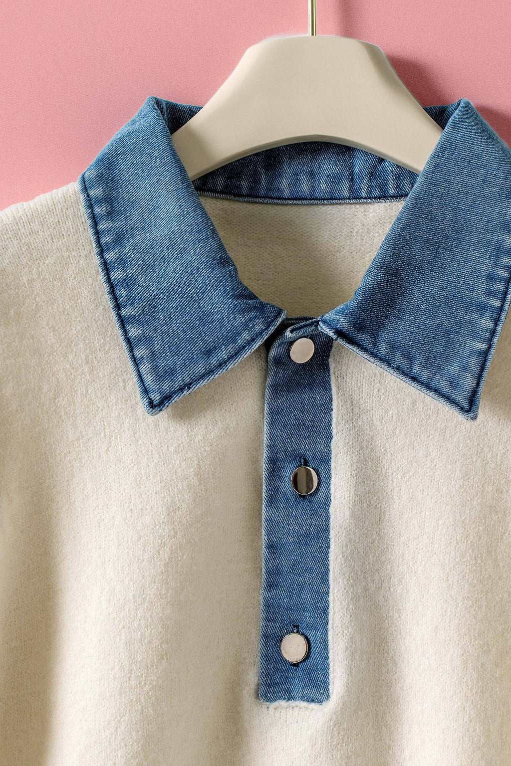 Contrast Denim Knit Top
