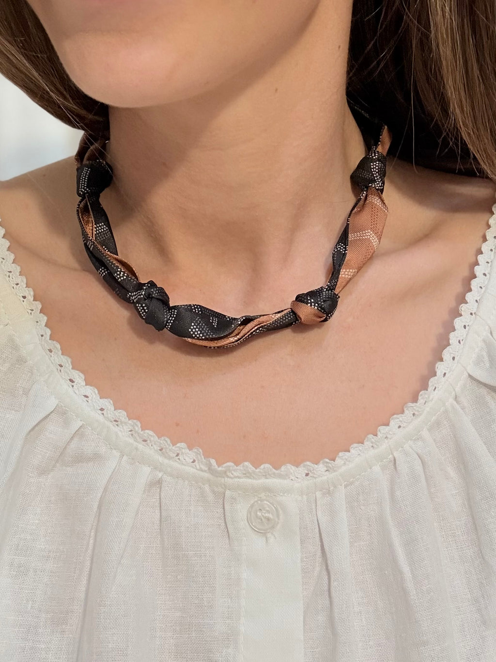 Knotted Herringbone Scarf Necklace