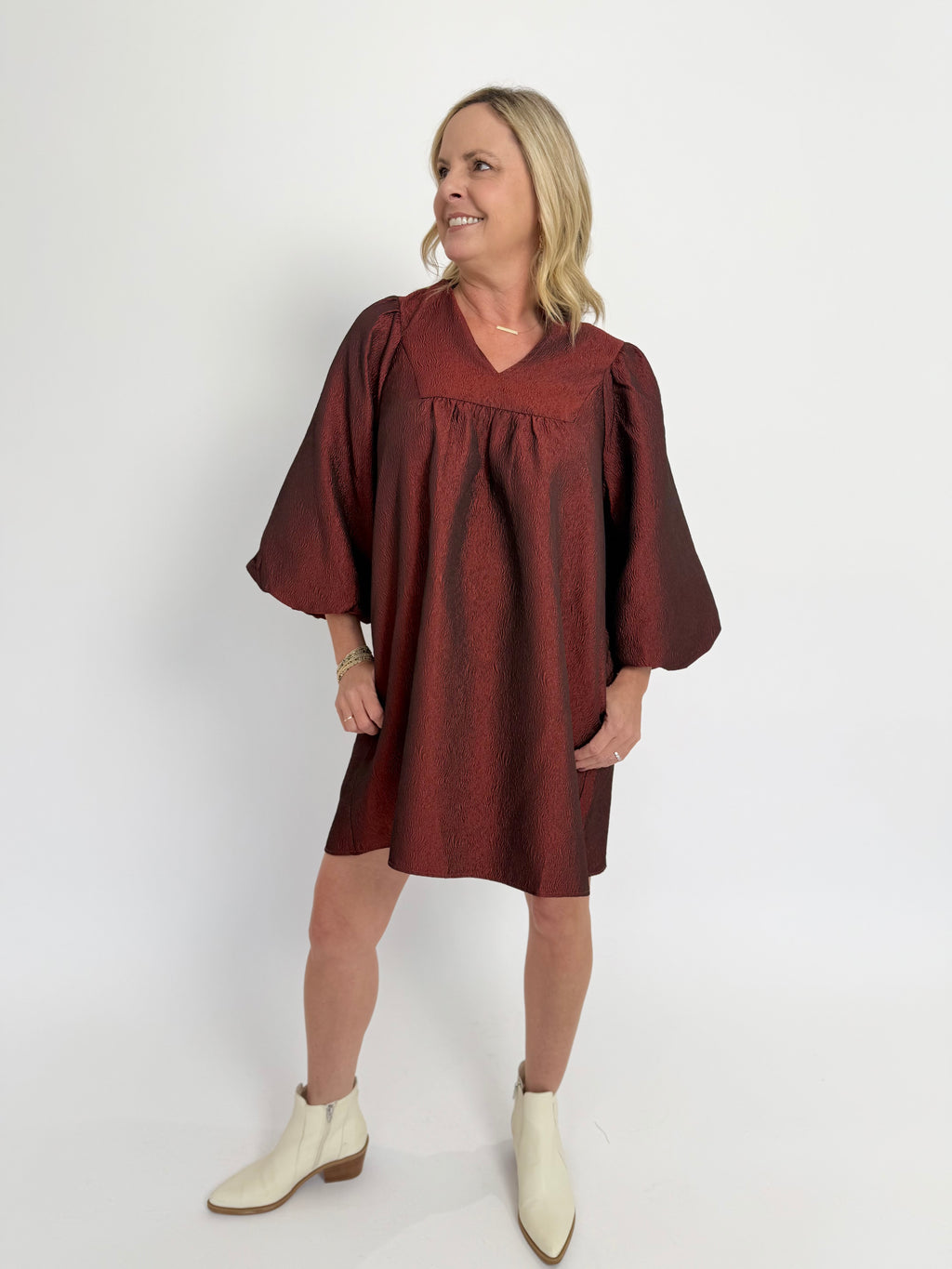 Burgundy Babydoll Dress