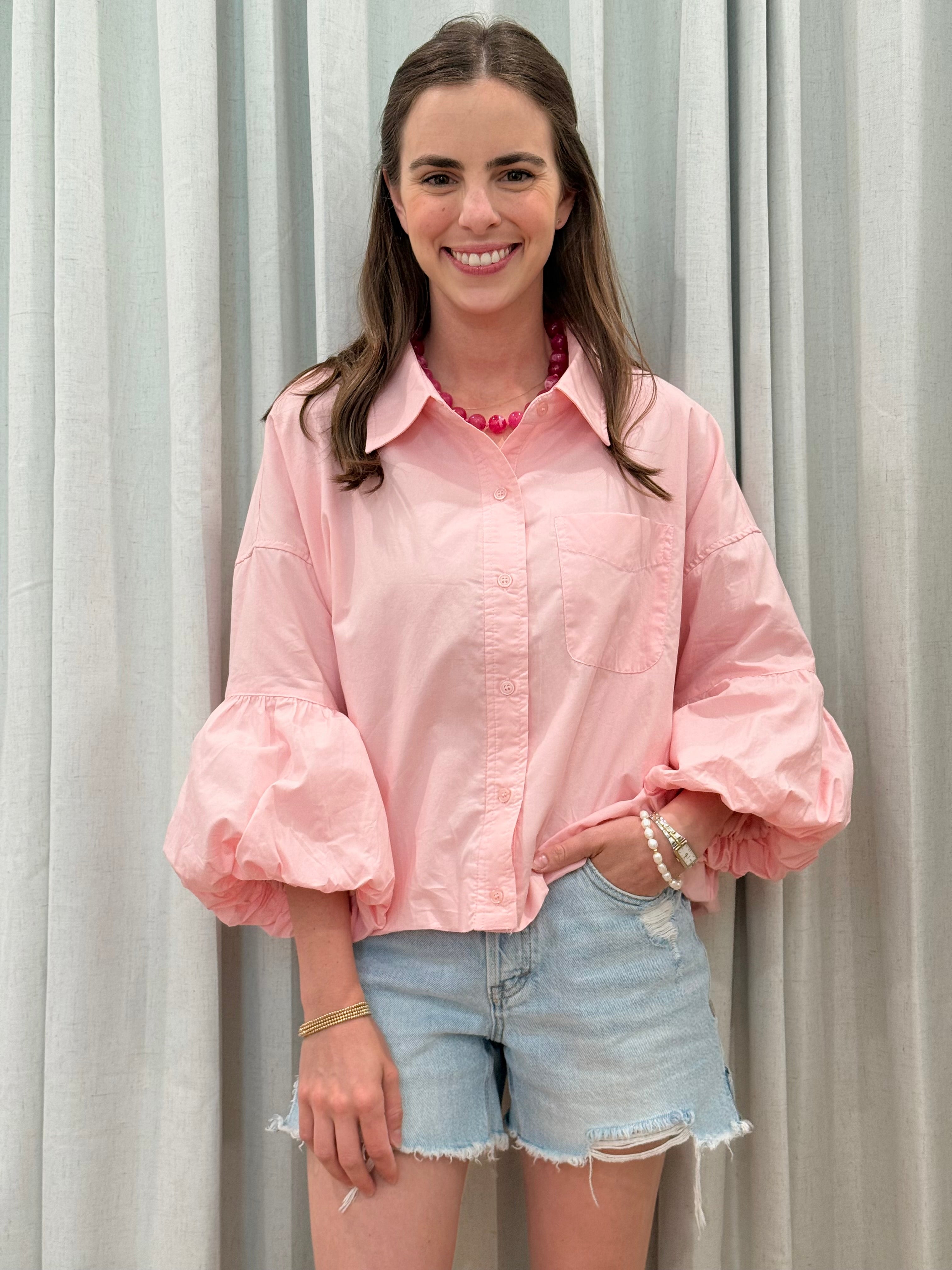 Bubble Hem Top Blush