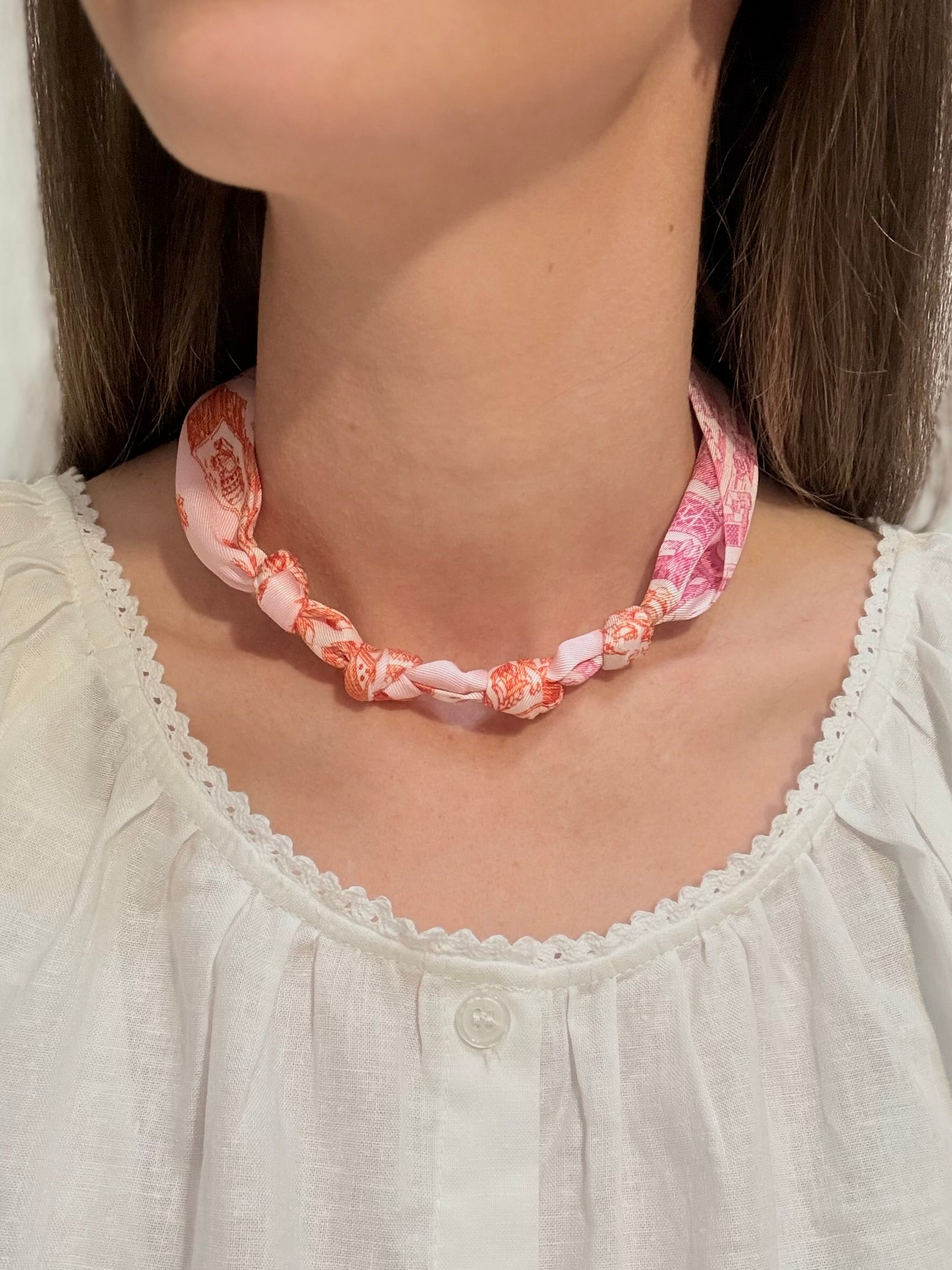 Knotted Pink Scarf Necklace