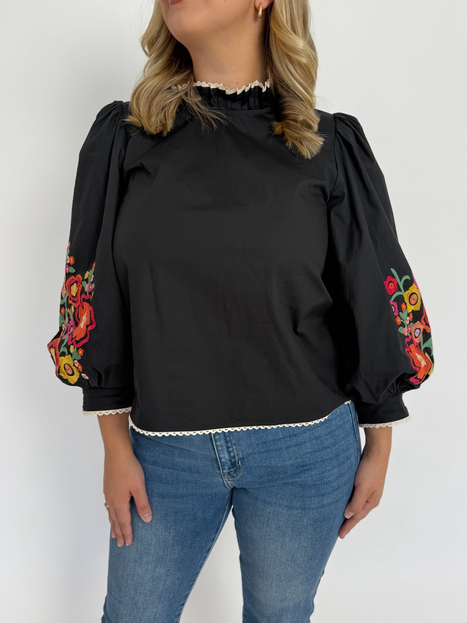 Black Embroidered Top
