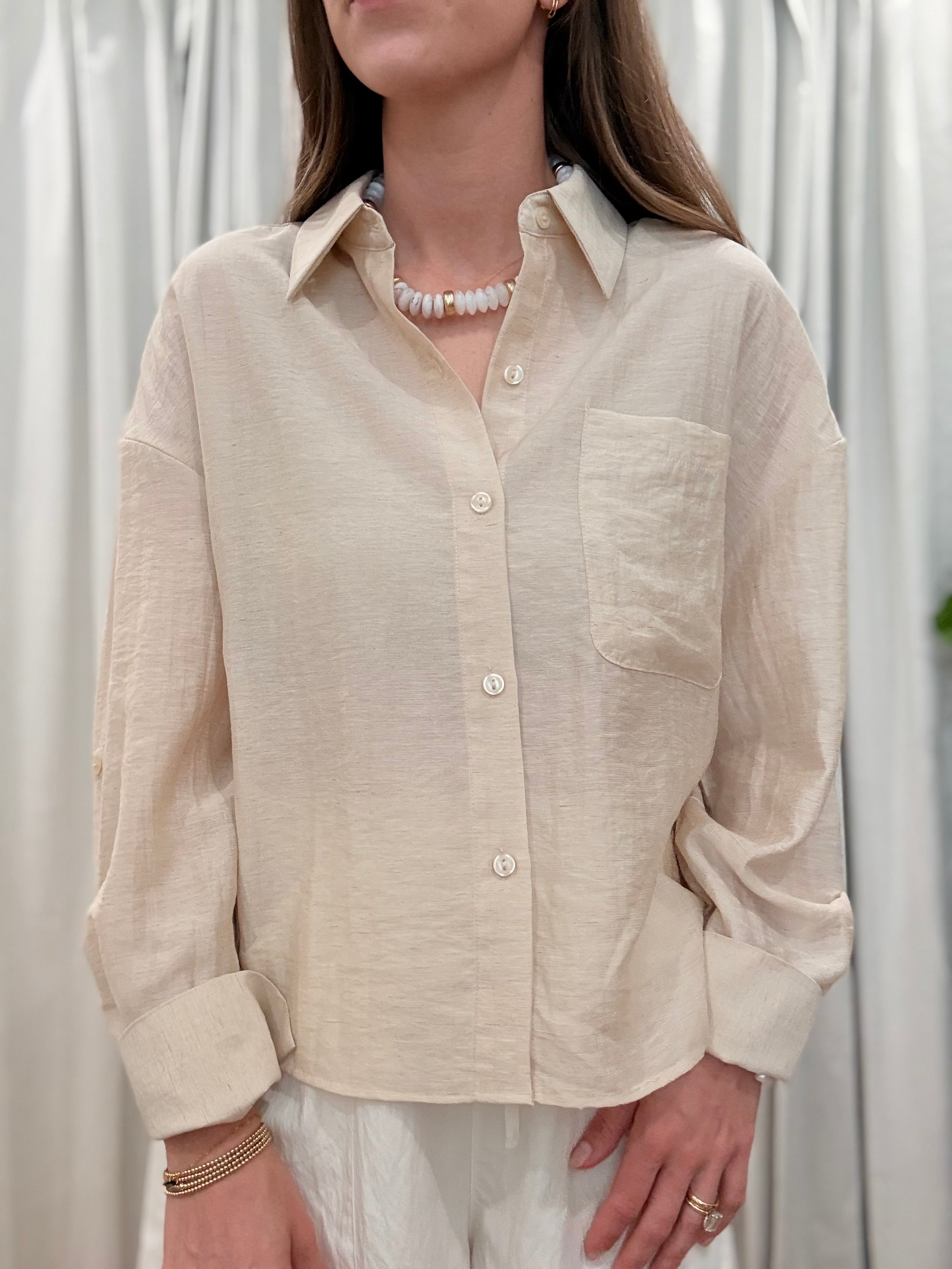 Linen Rolled Sleeve Shirt