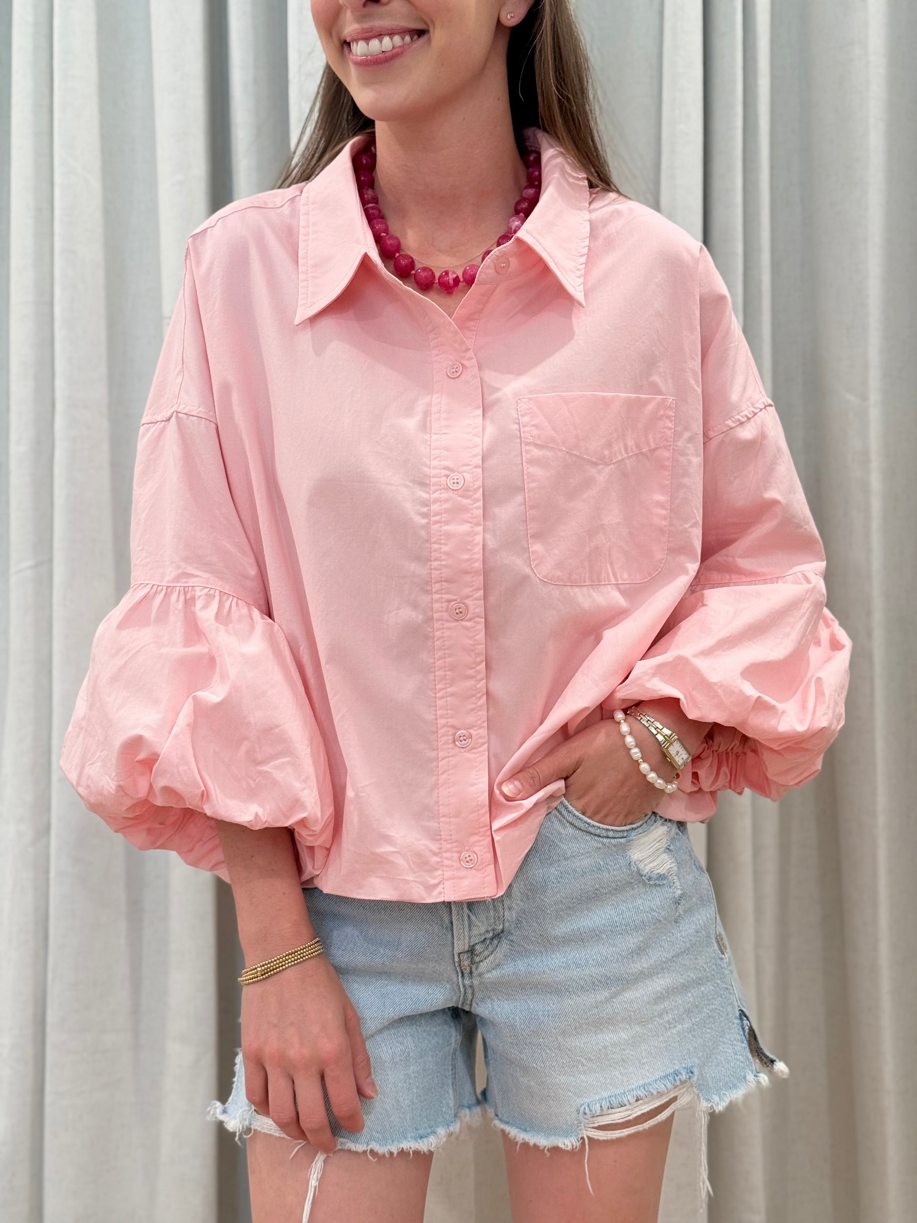 Bubble Hem Top Blush