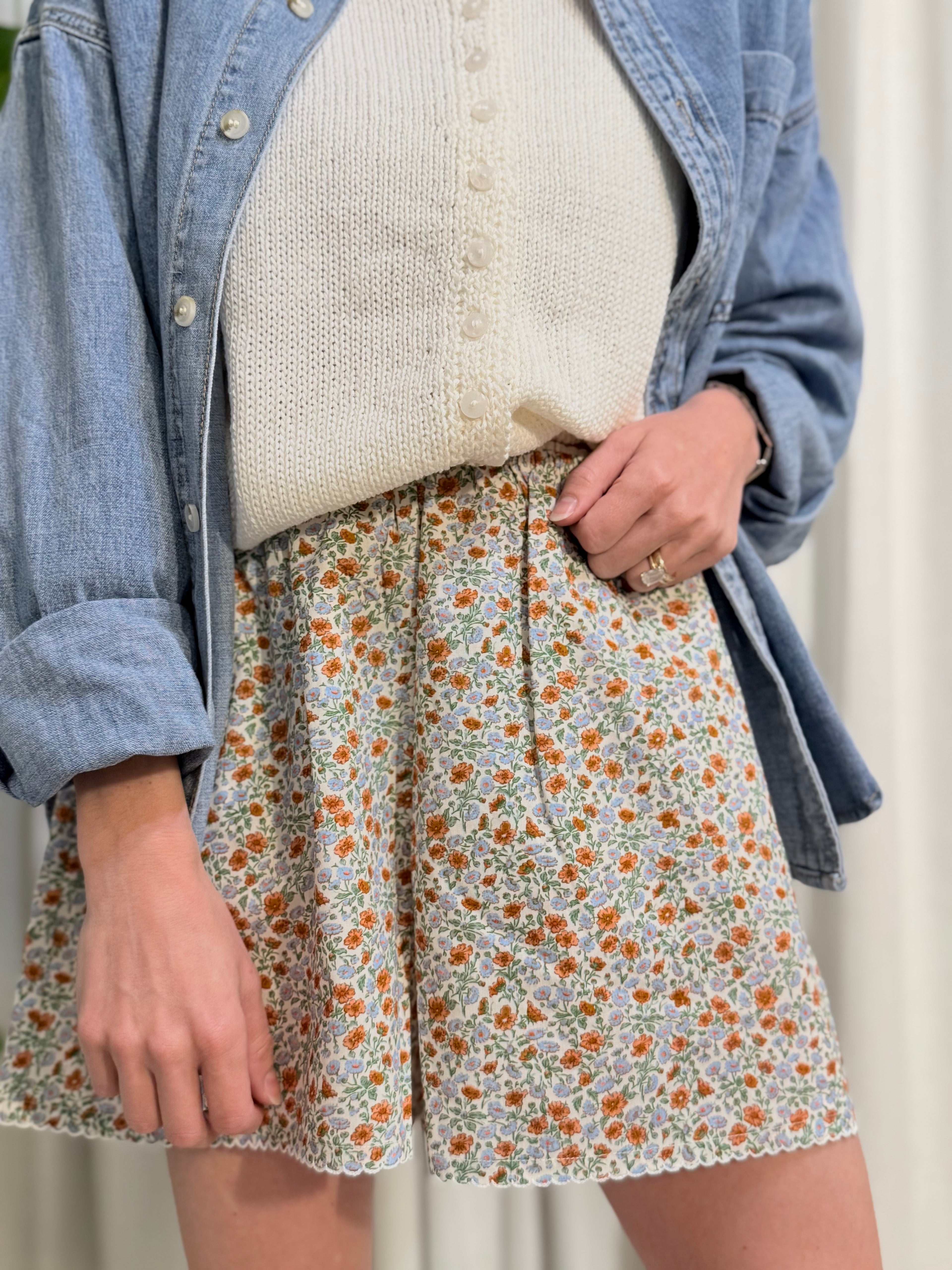 Floral Trim Shorts