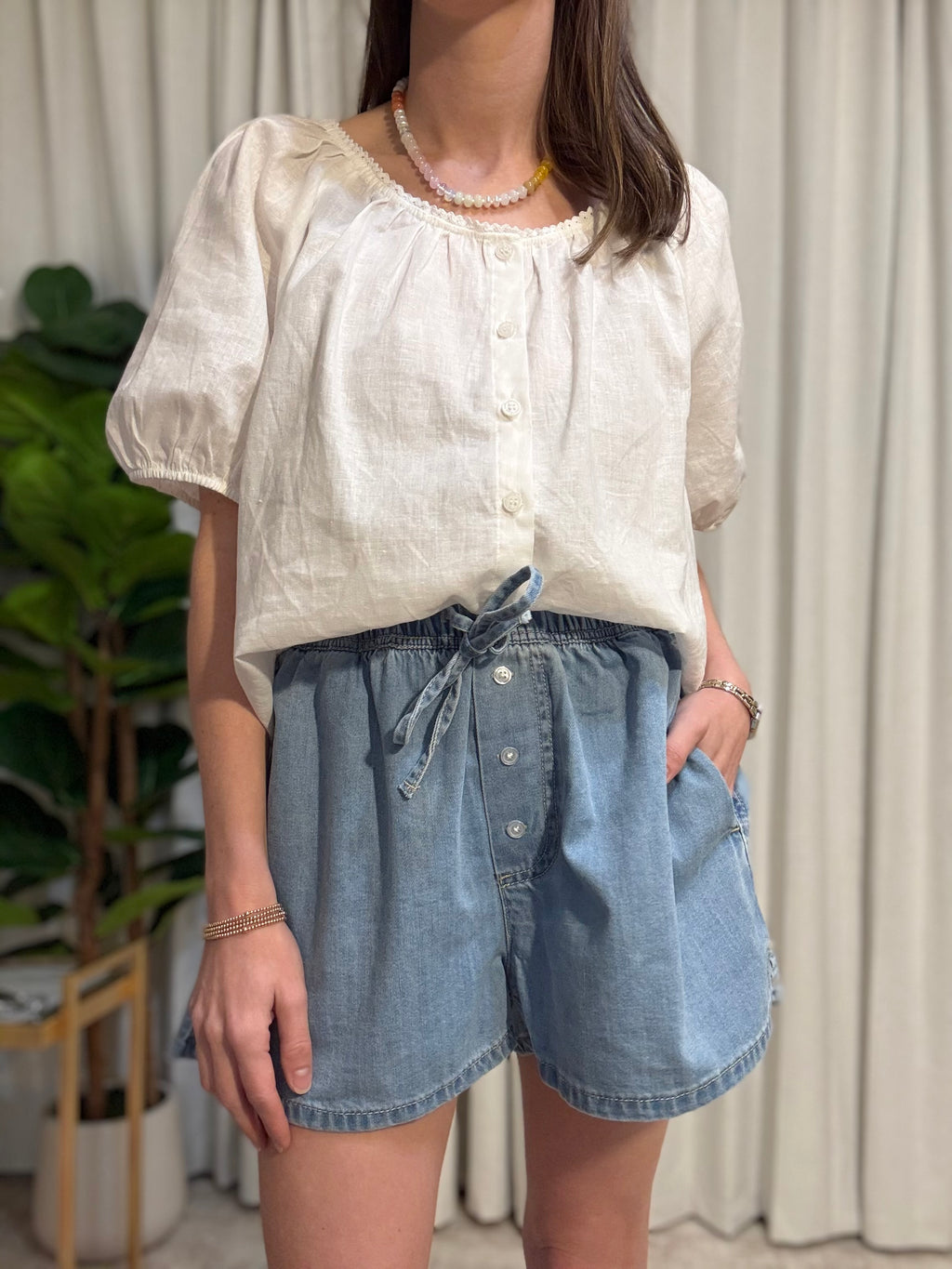 Denim Drawstring Short