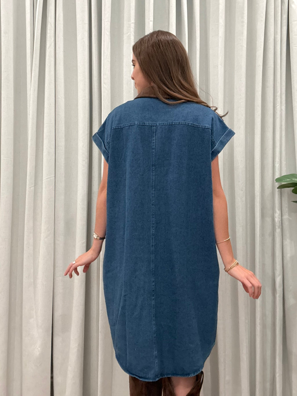 Mini Denim Collared Dress