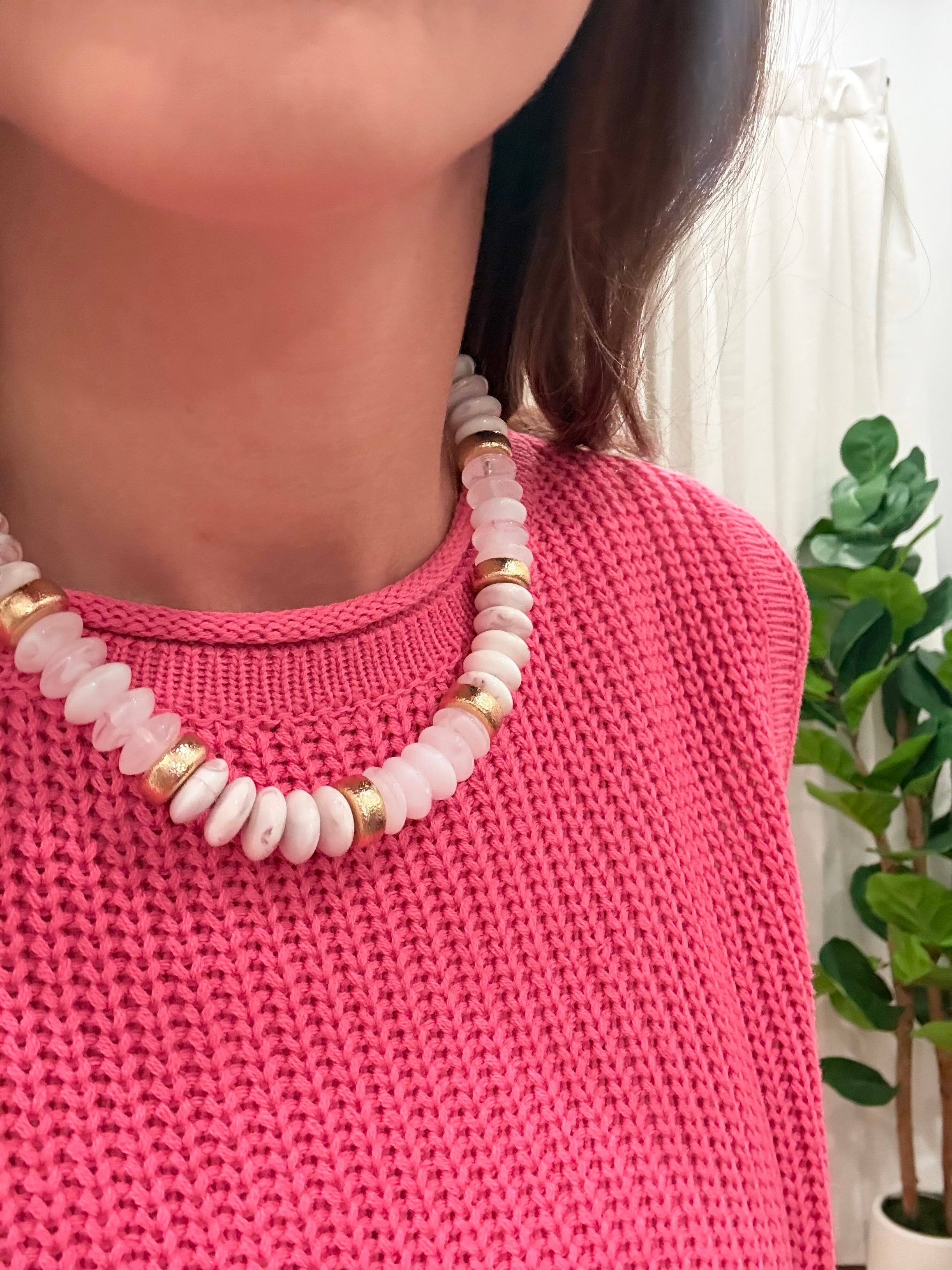 Chunky Beaded Necklace - Neutral
