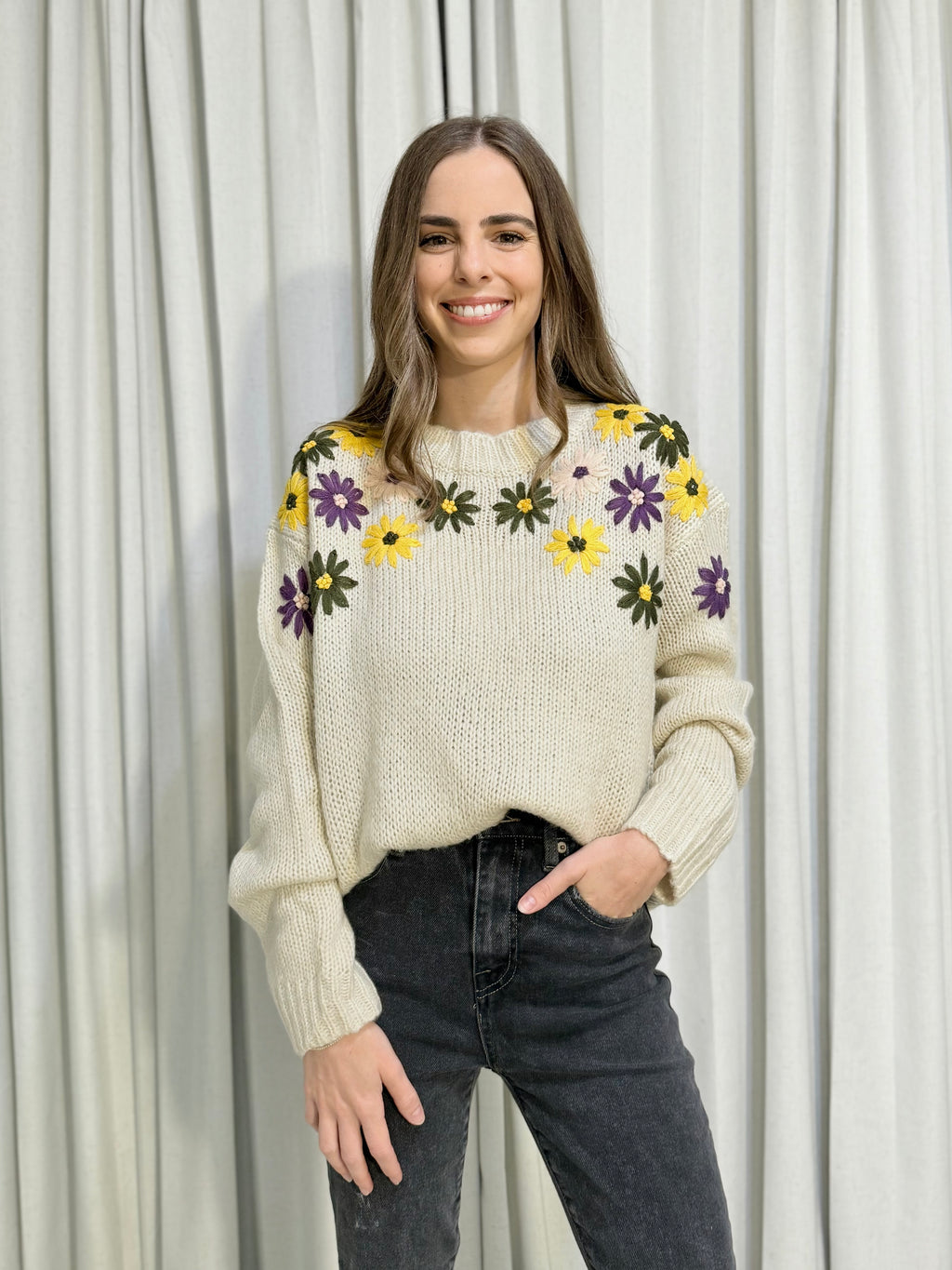 Floral Embroidered Sweater