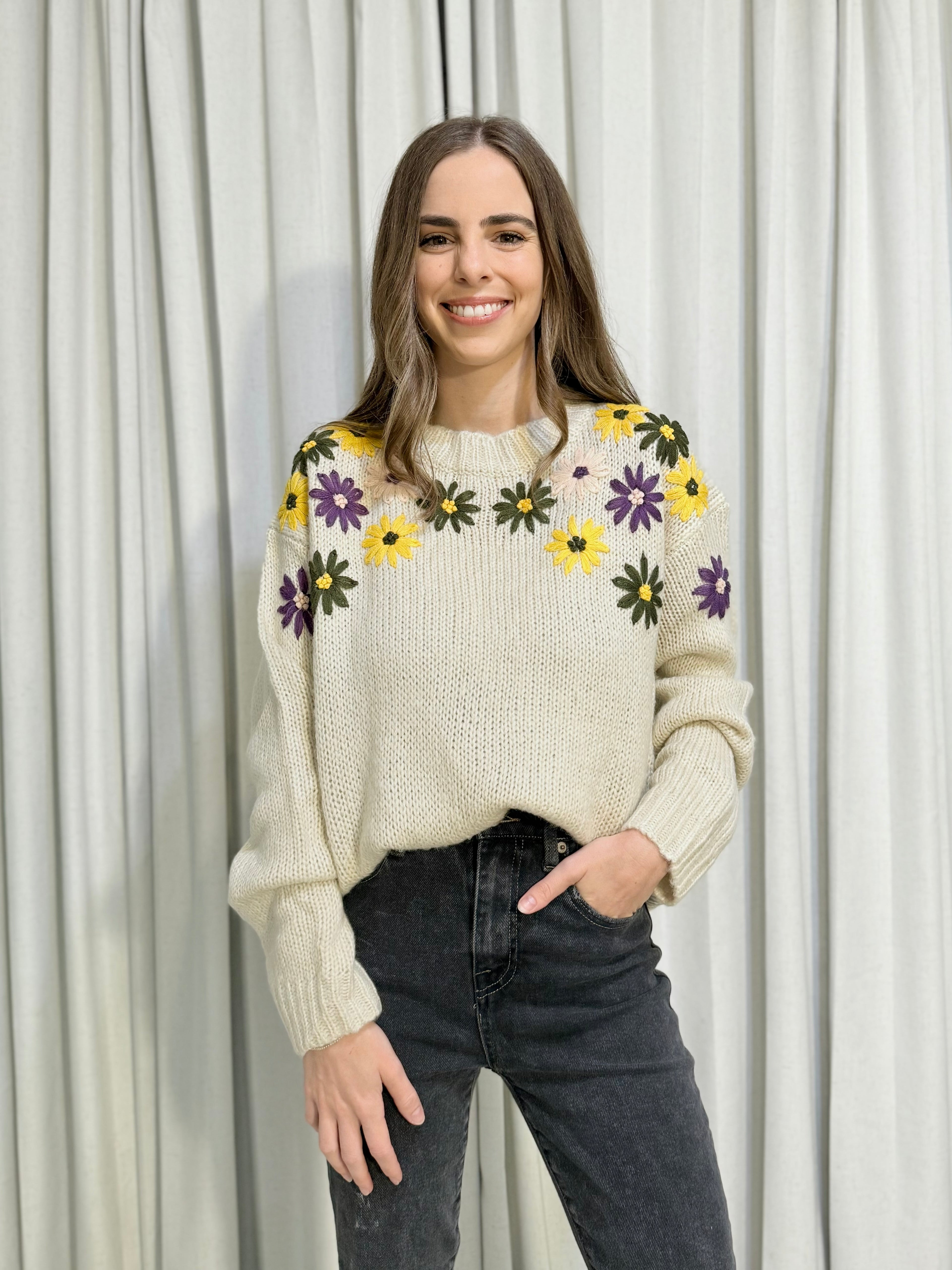 Floral Embroidered Sweater