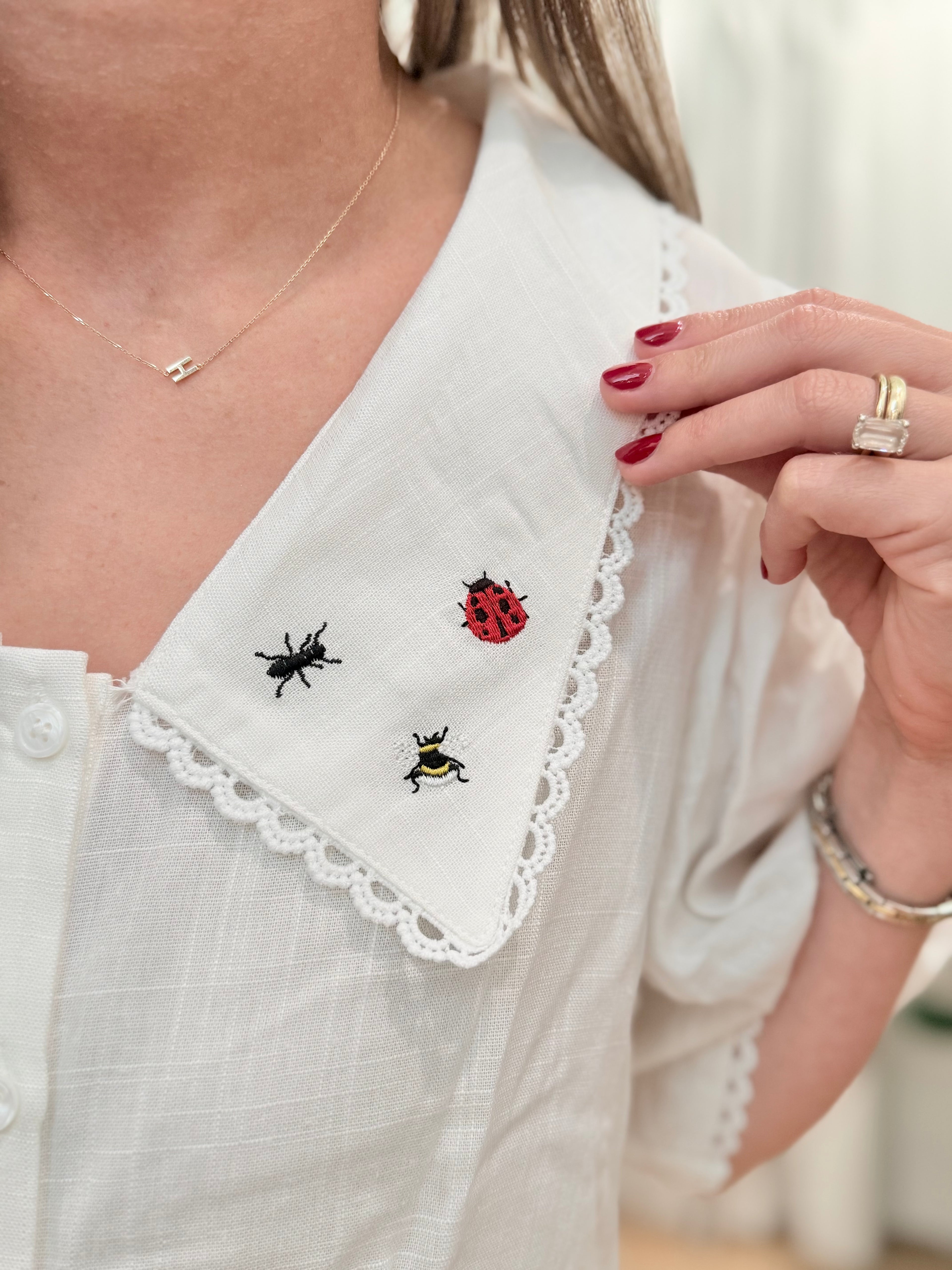 Ladybug Embroidered Blouse