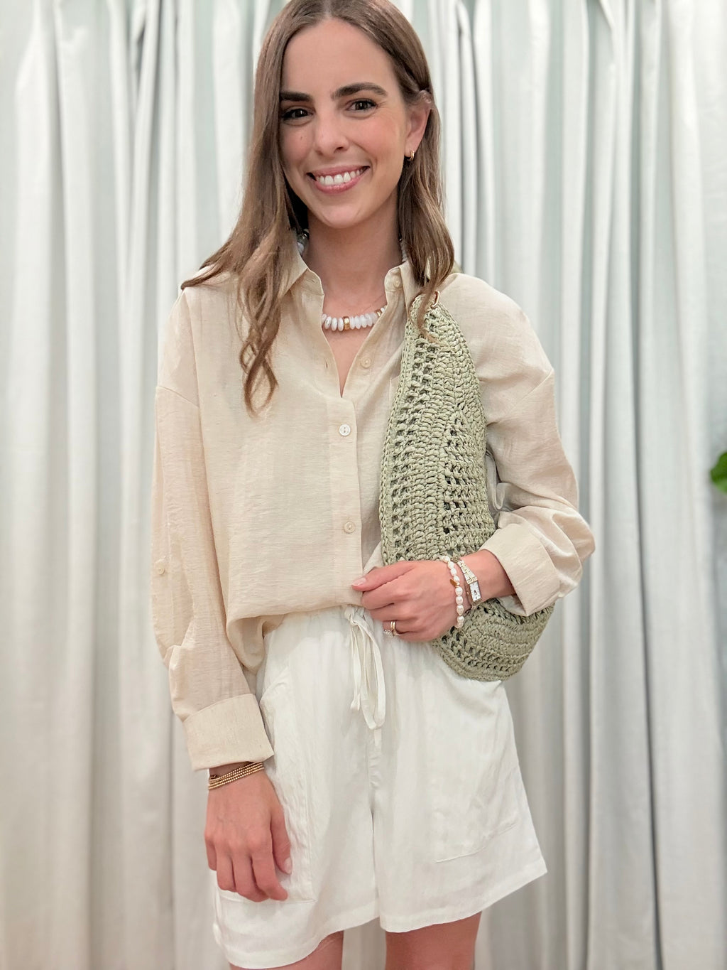 Linen Rolled Sleeve Shirt