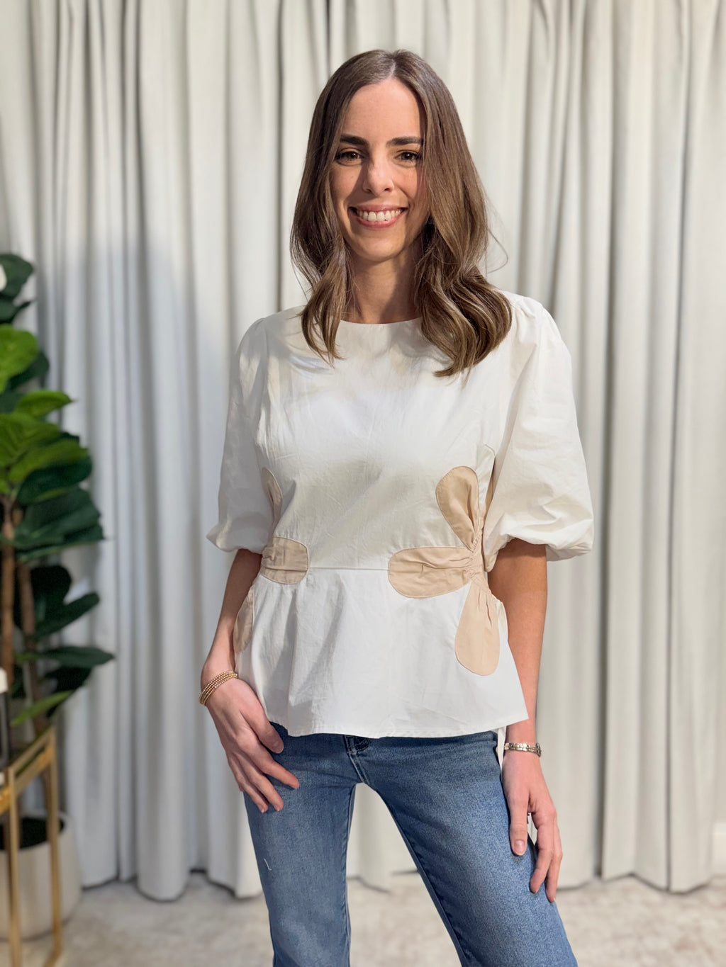 Colorblock Flower Top