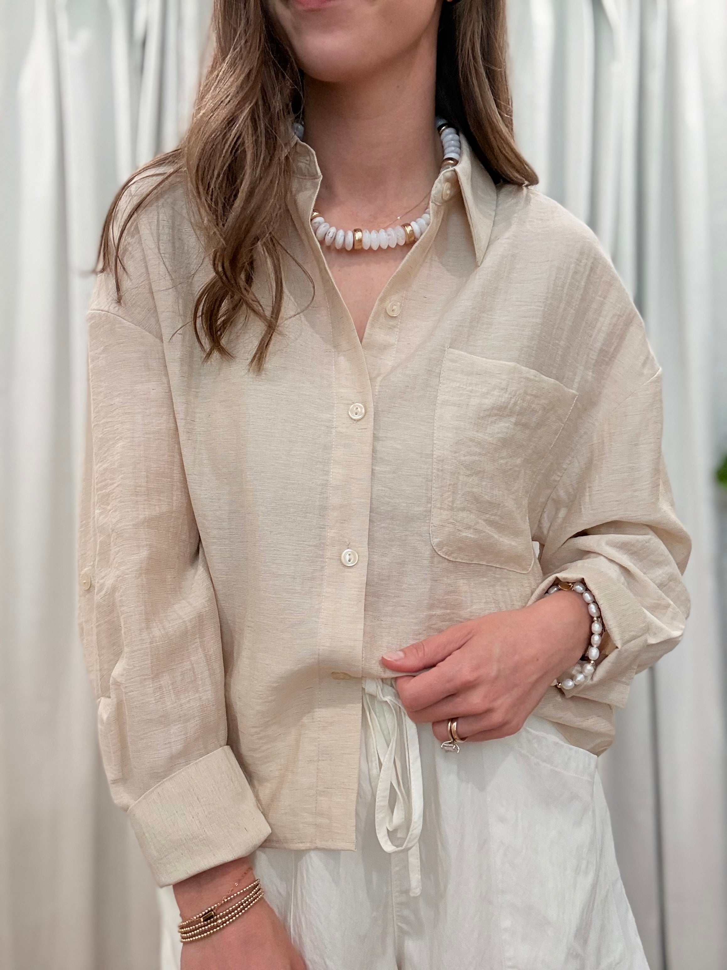 Linen Rolled Sleeve Shirt