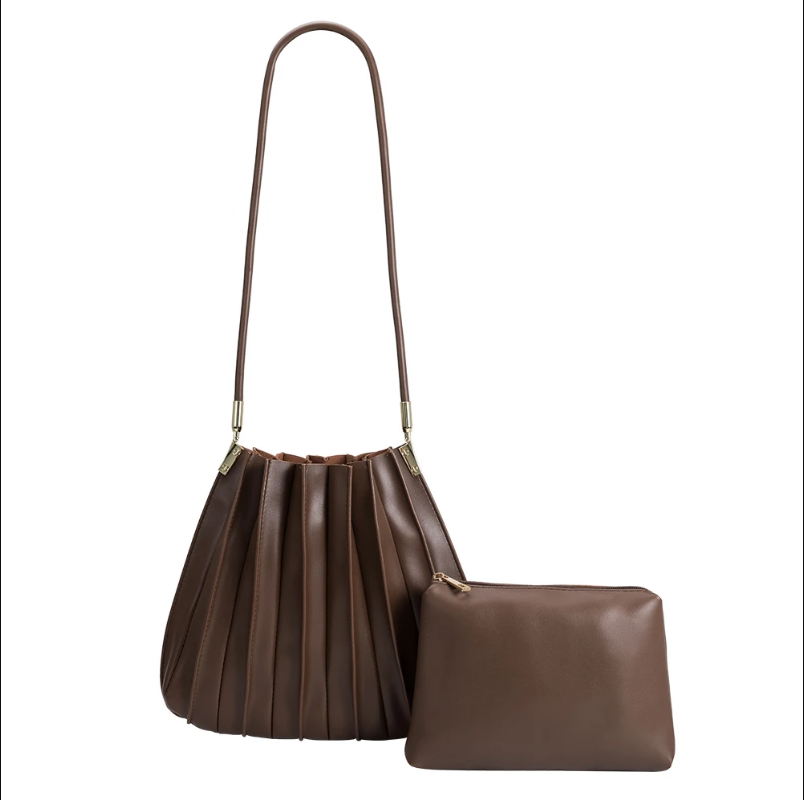 Carrie Chocolate Pleated Bag