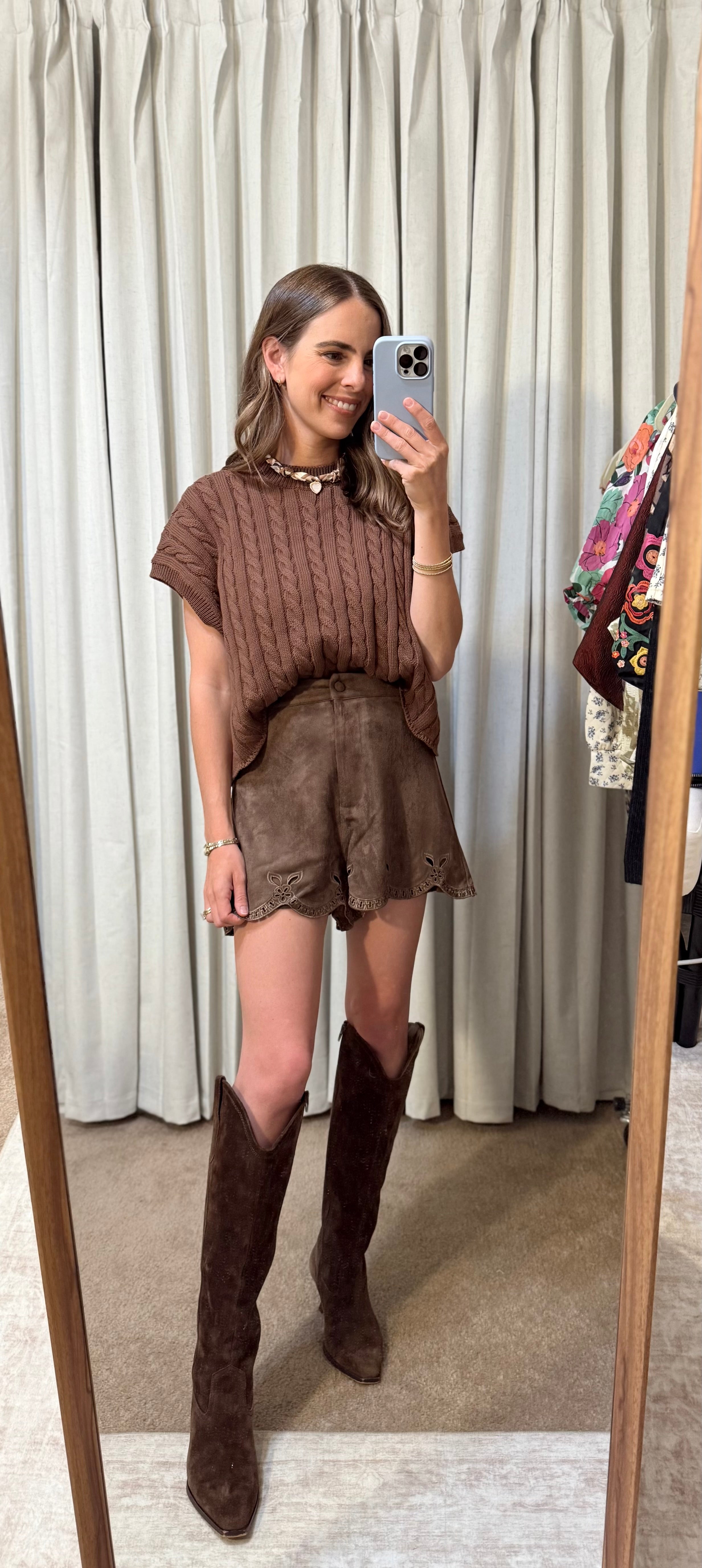 Suede Eyelet Shorts