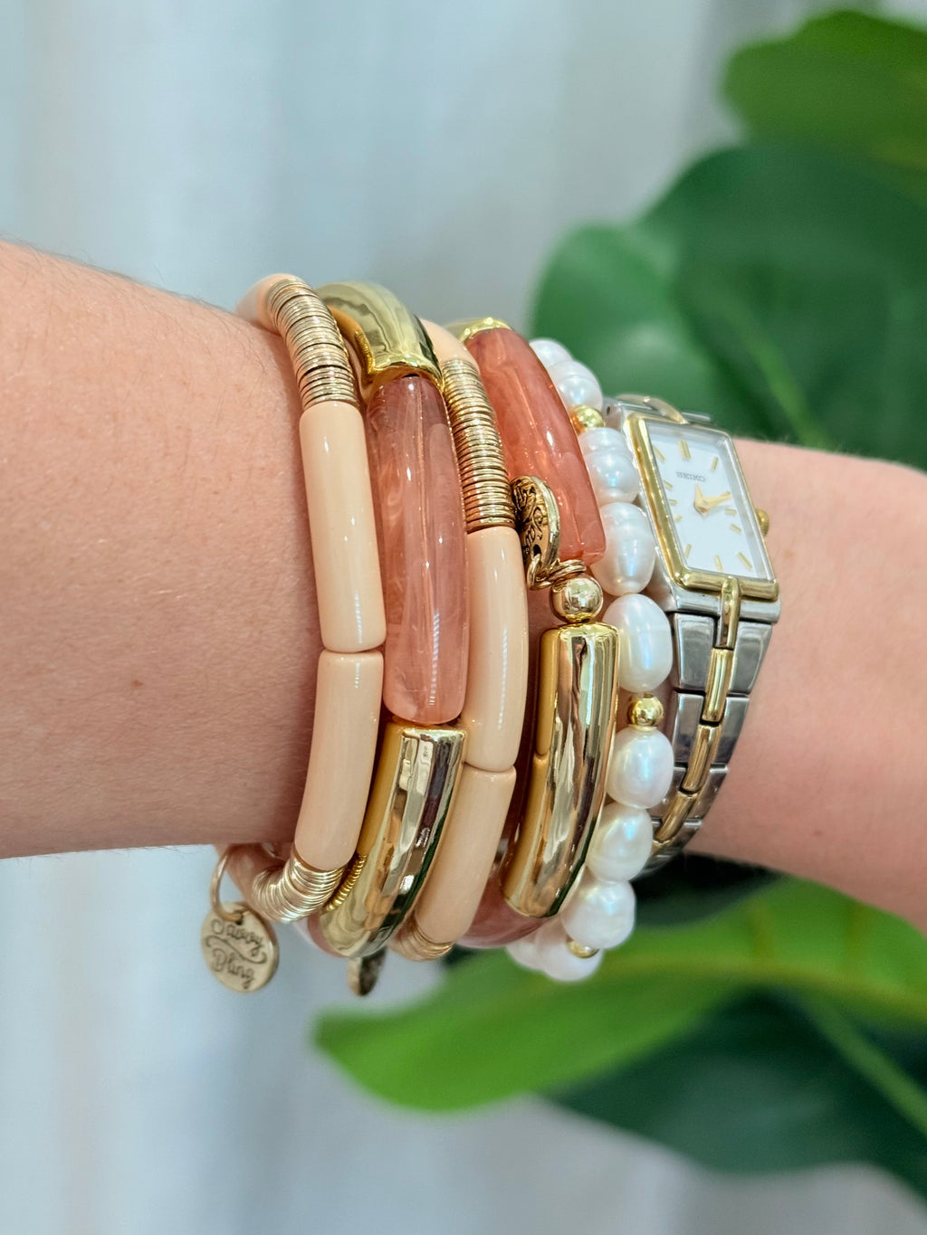 Marble Acrylic Tube Bamboo Bracelets