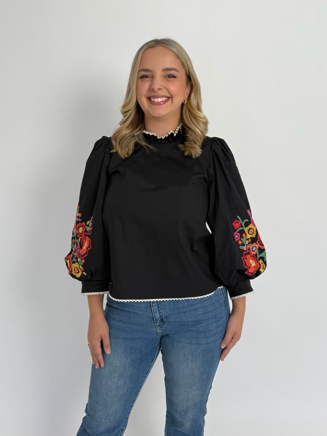 Black Embroidered Top