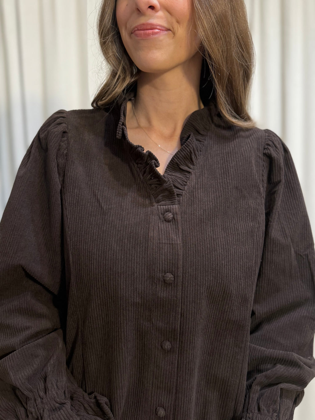 Corduroy Ruffle Blouse