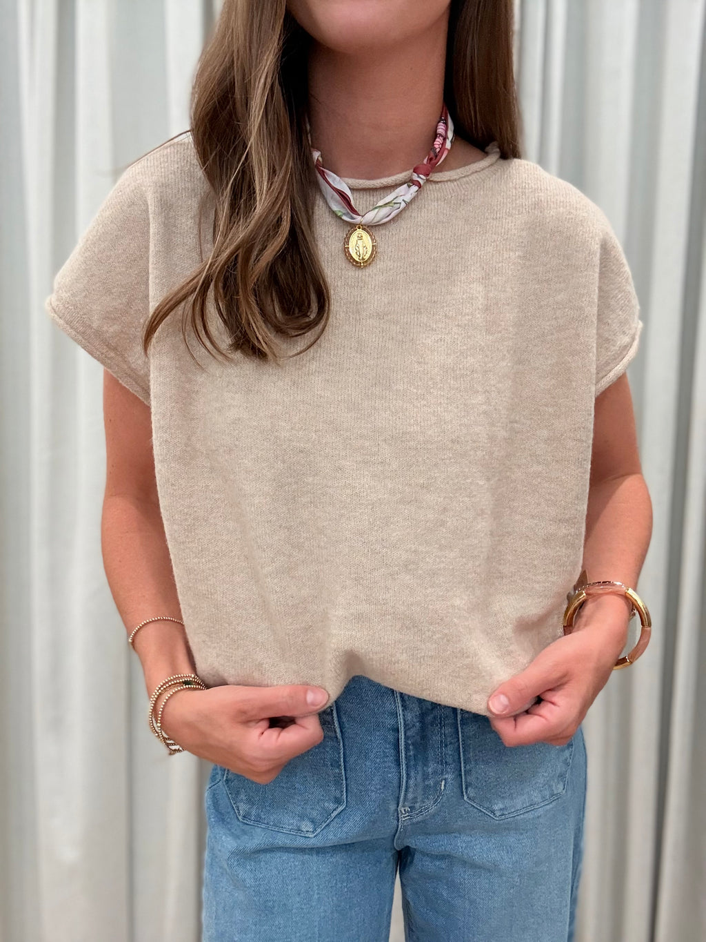 Cap Sleeve Knit Top