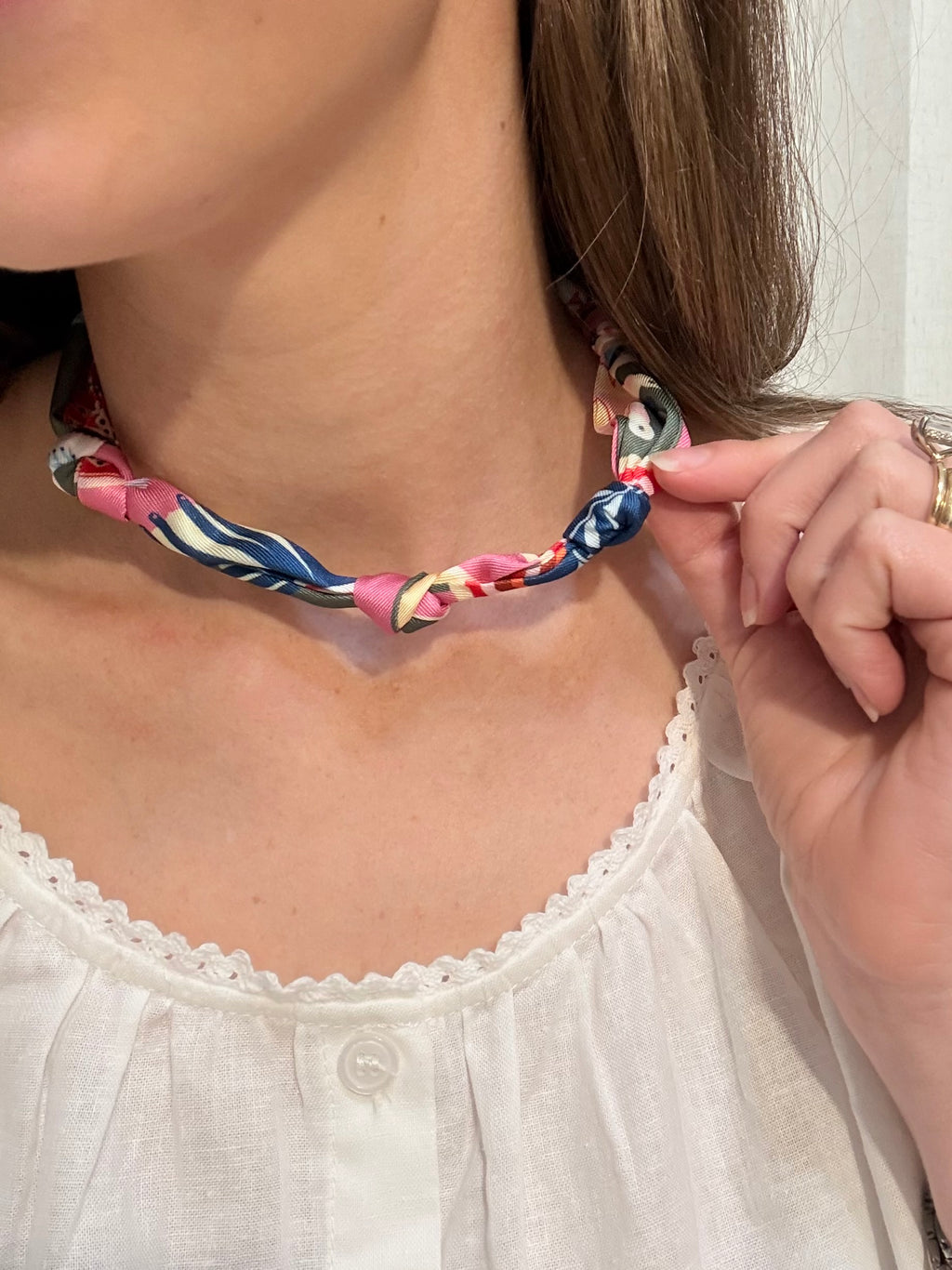 Knotted Print Scarf Necklace