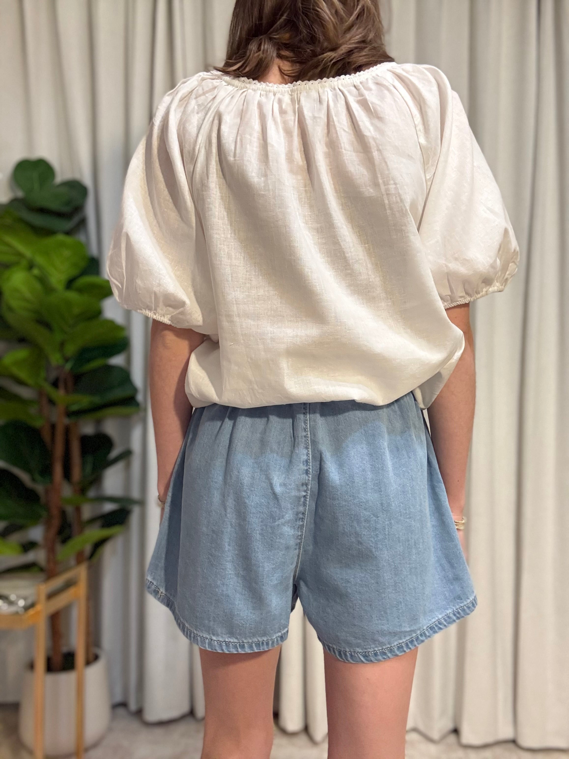 Denim Drawstring Short