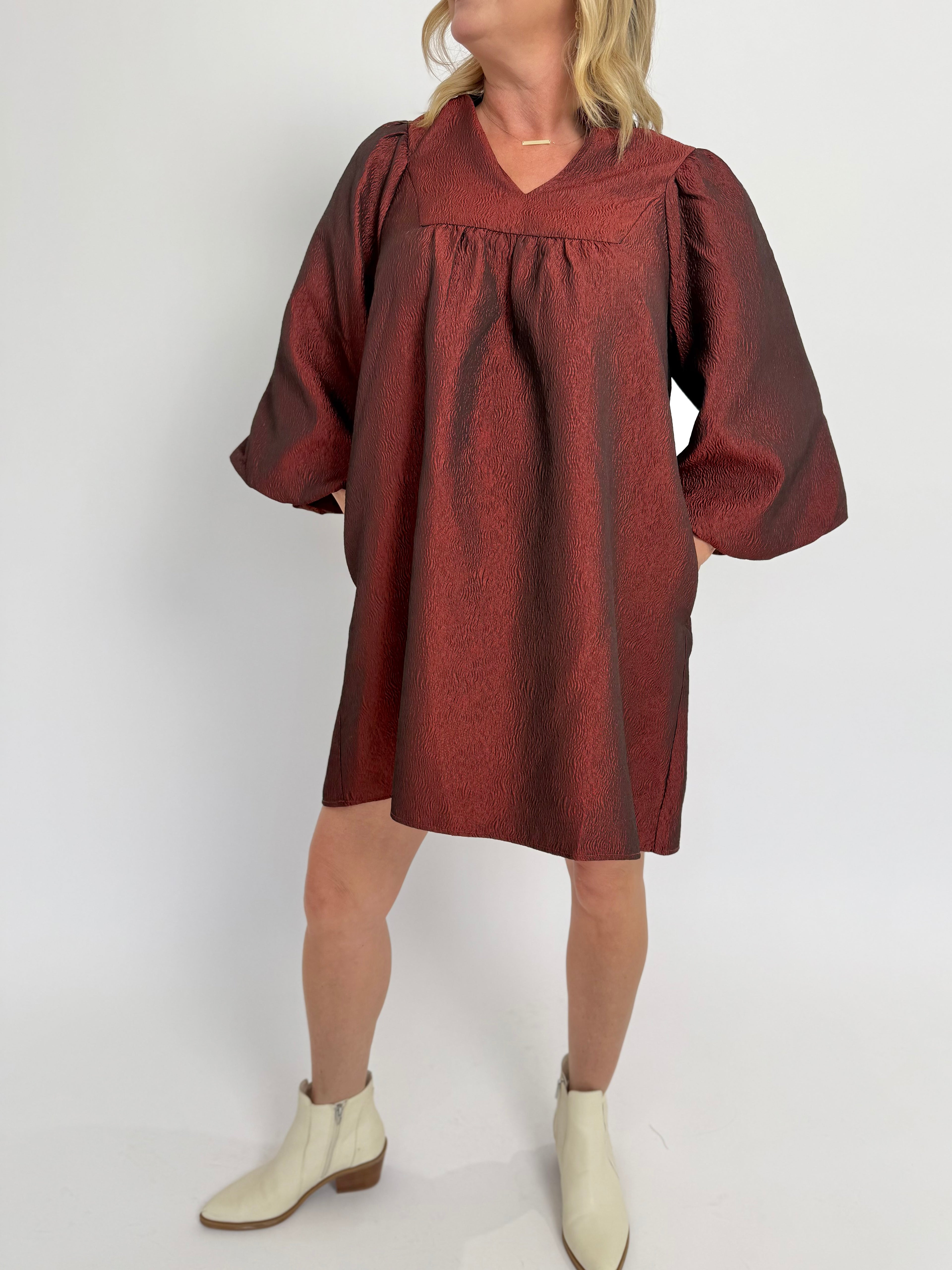 Burgundy Babydoll Dress