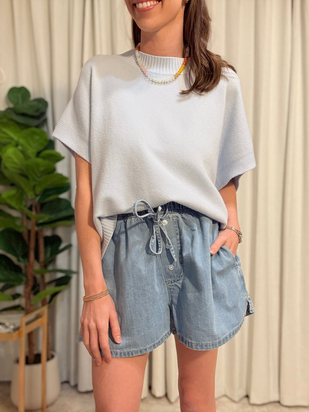 Denim Drawstring Short