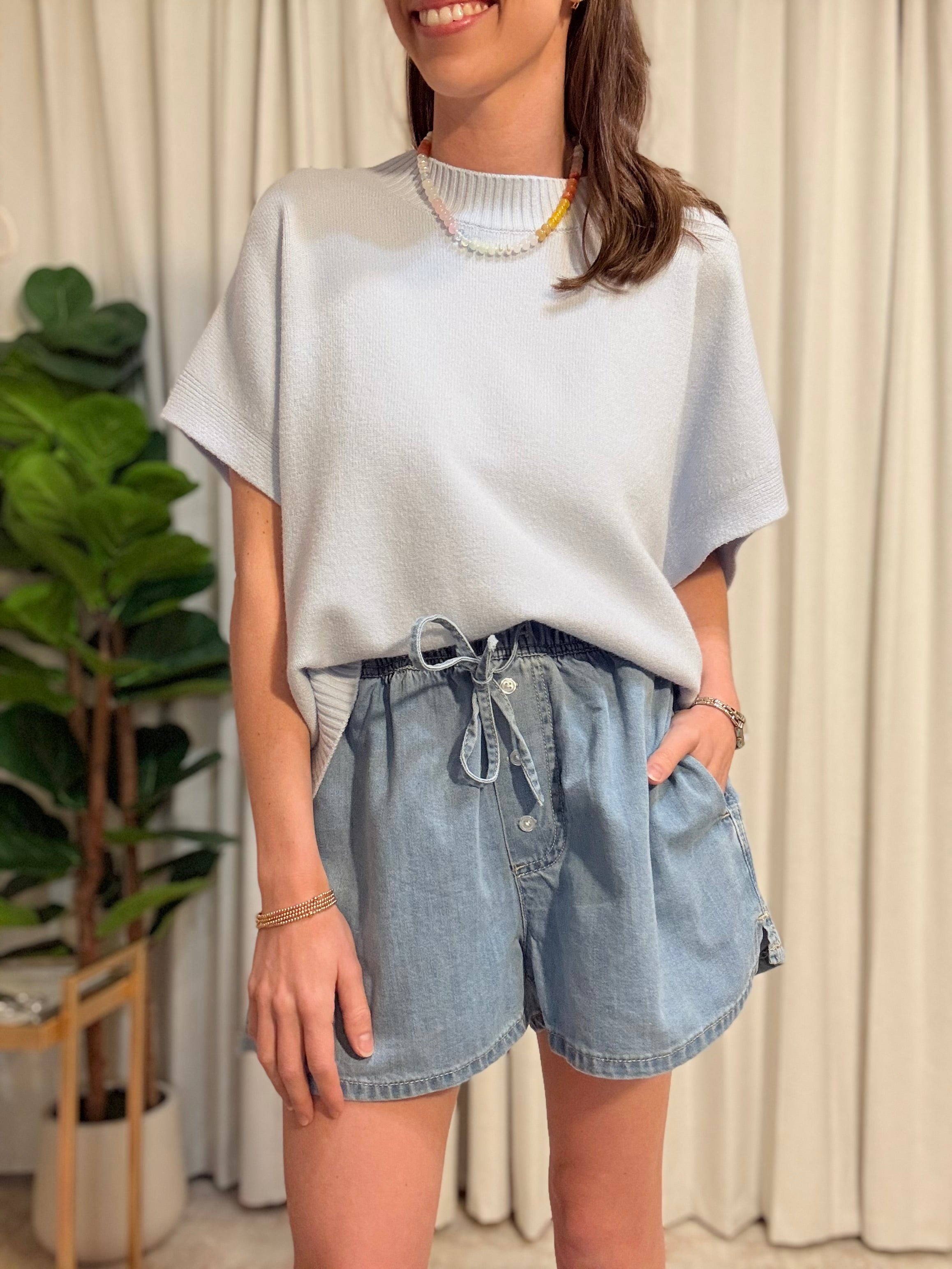 Denim Drawstring Short