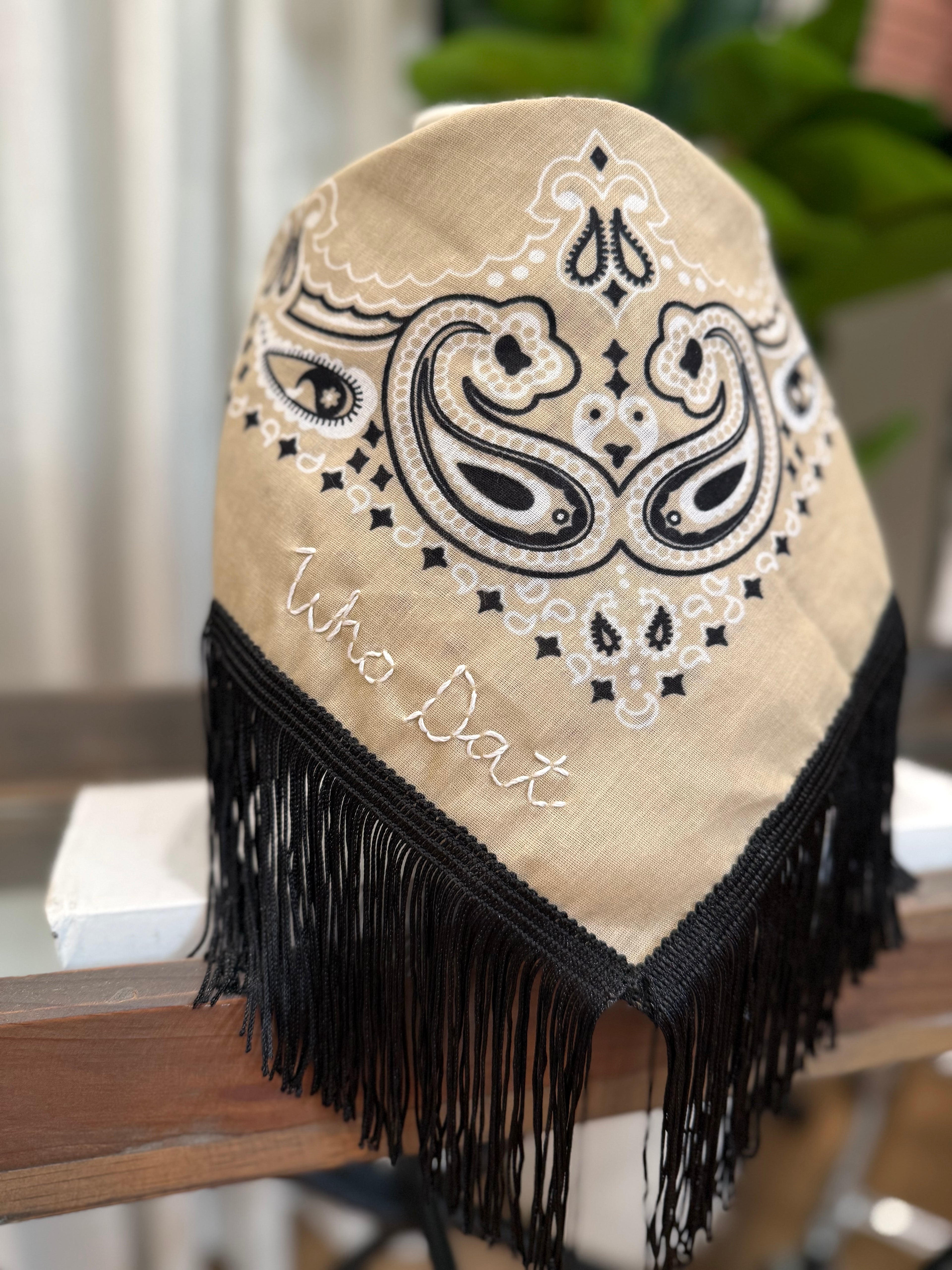 "Who Dat" Fringe Bandana Scarf