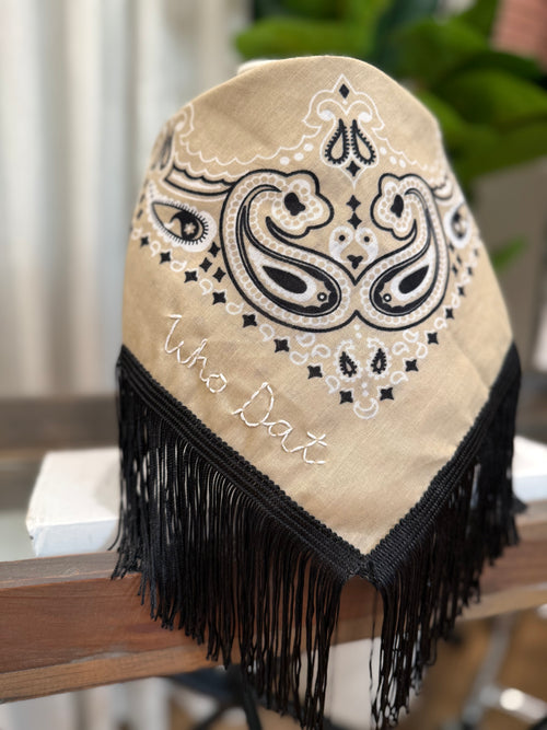 "Who Dat" Fringe Bandana Scarf