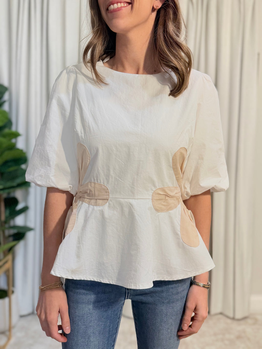 Colorblock Flower Top
