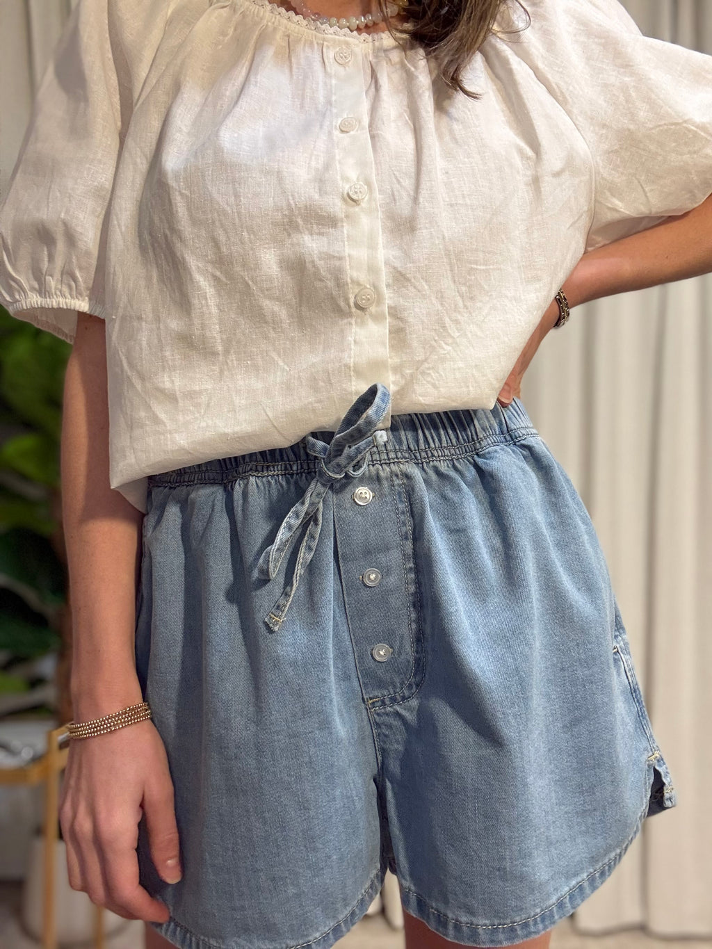 Denim Drawstring Short