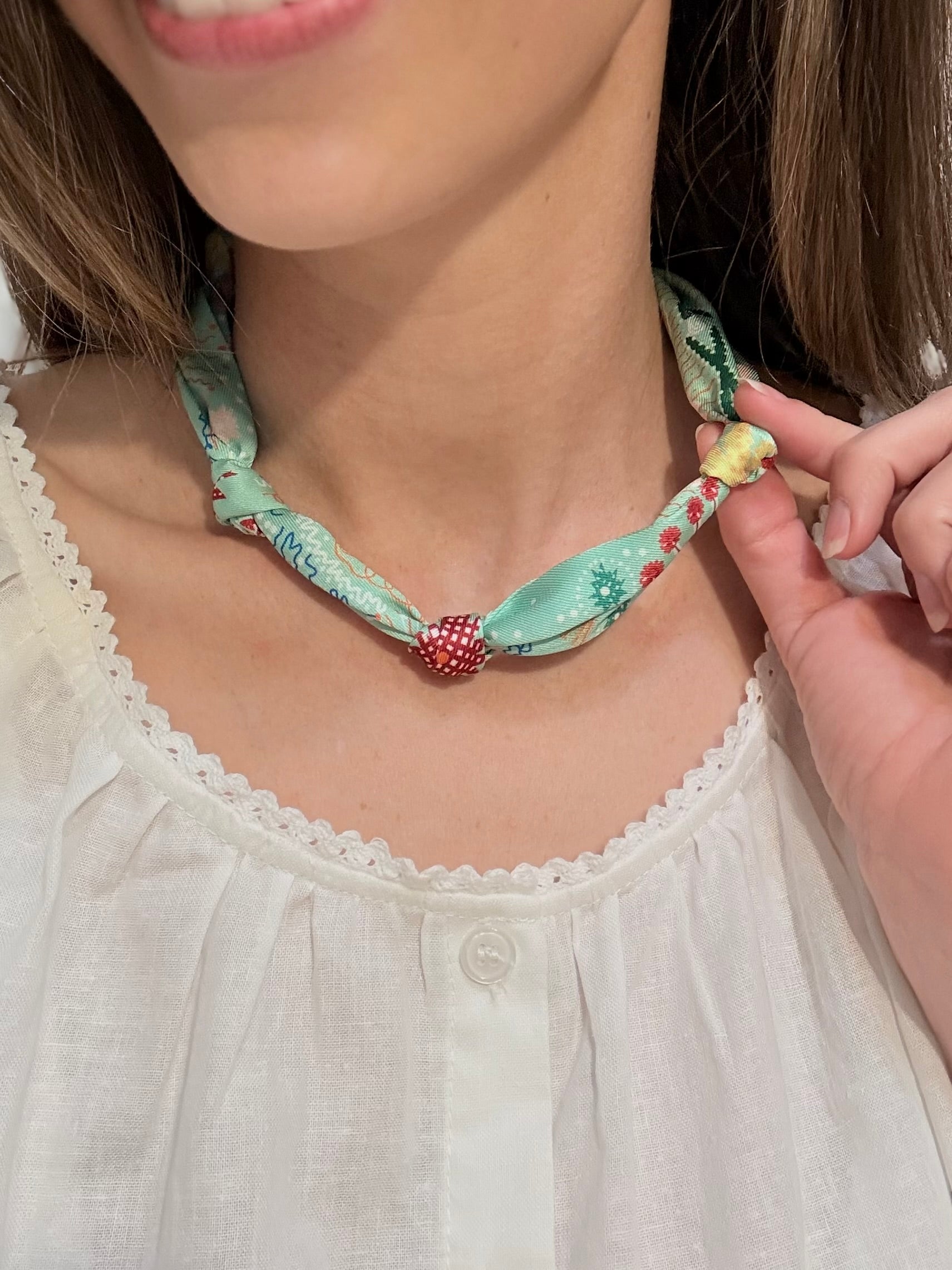 Knotted Teal Scarf Necklace