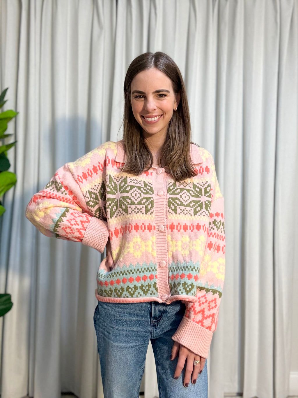 Printed Sweater Cardigan